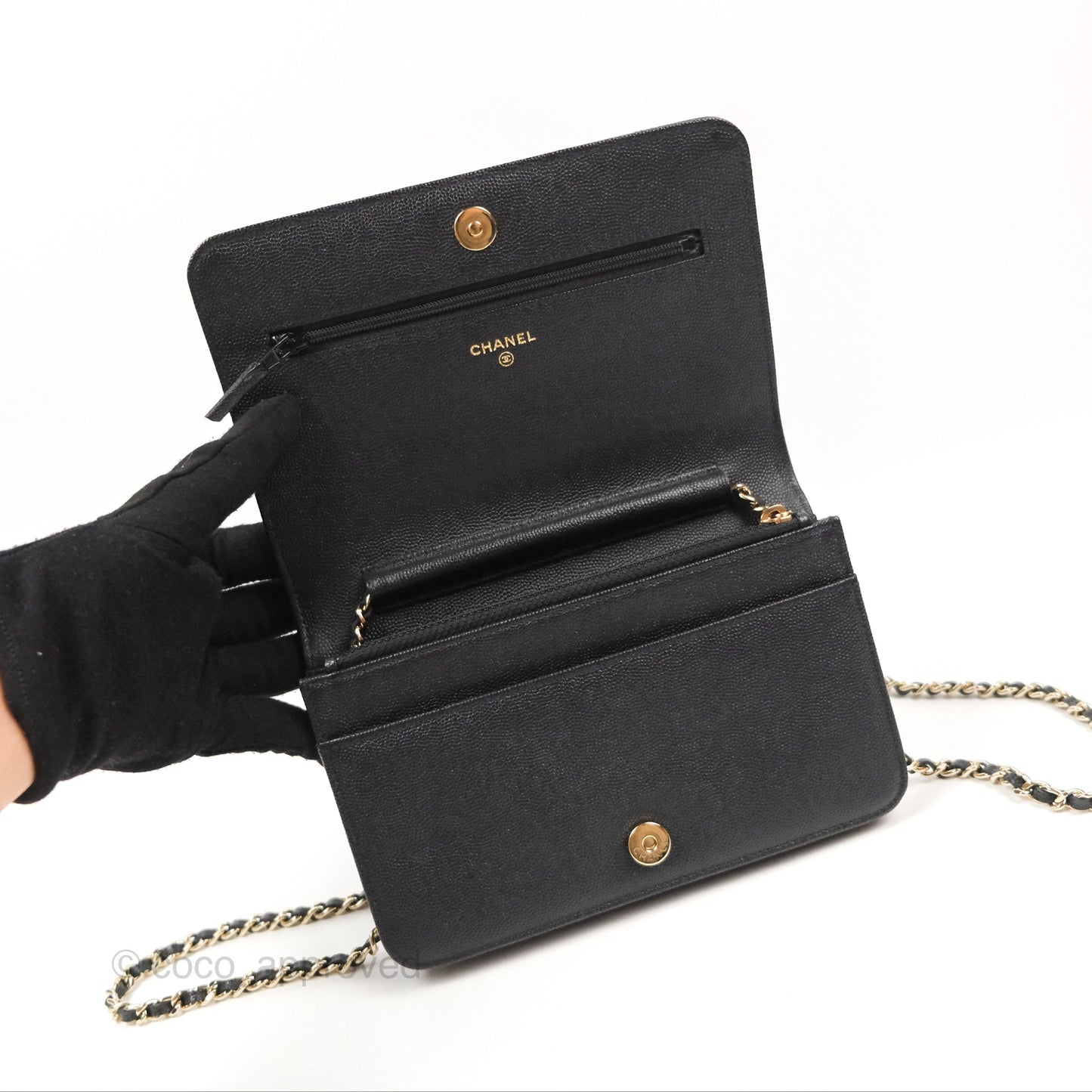 Chanel Mademoiselle WOC Black Caviar Gold Hardware