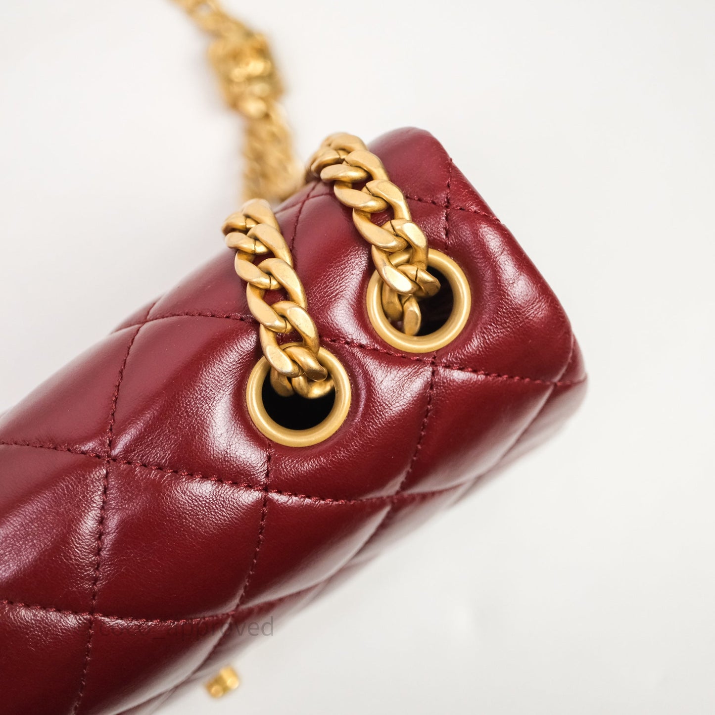 Chanel Small All Slide Adjustable Chain Flap Bag Burgundy Lambskin Aged Gold Hardware