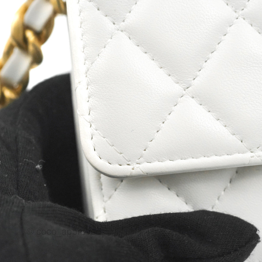 Chanel Mini Resin Chain Wallet on Chain WOC White Lambskin Gold Hardware