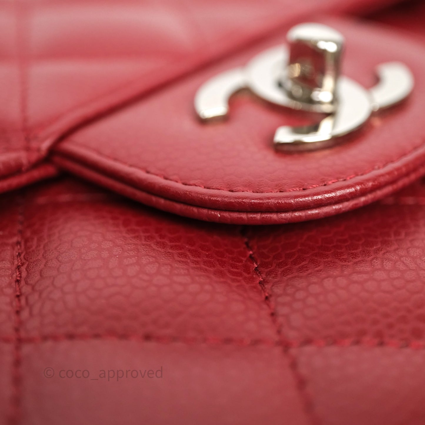 Chanel Jumbo Single Flap Dark Red Caviar Silver Hardware⁣⁣