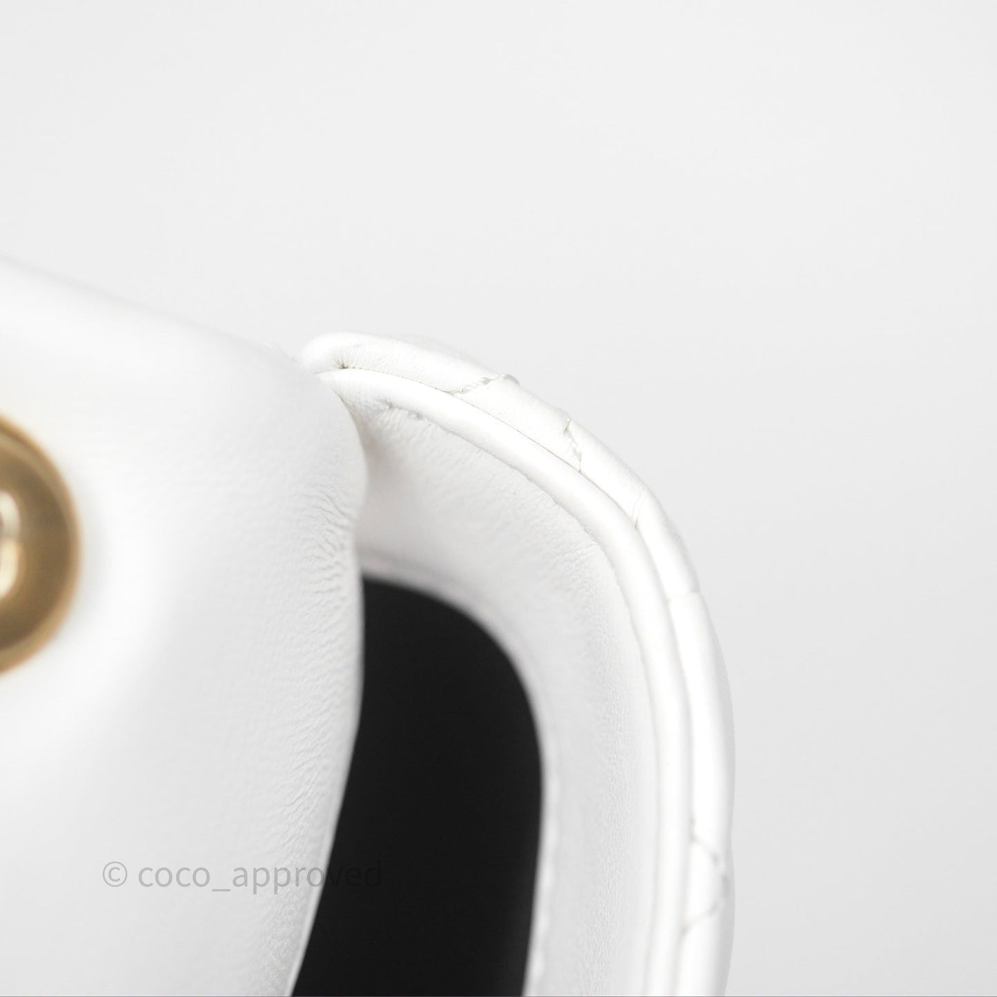 Chanel Small Flap Bag White Lambskin Aged Gold and Lacquered Metal 22S