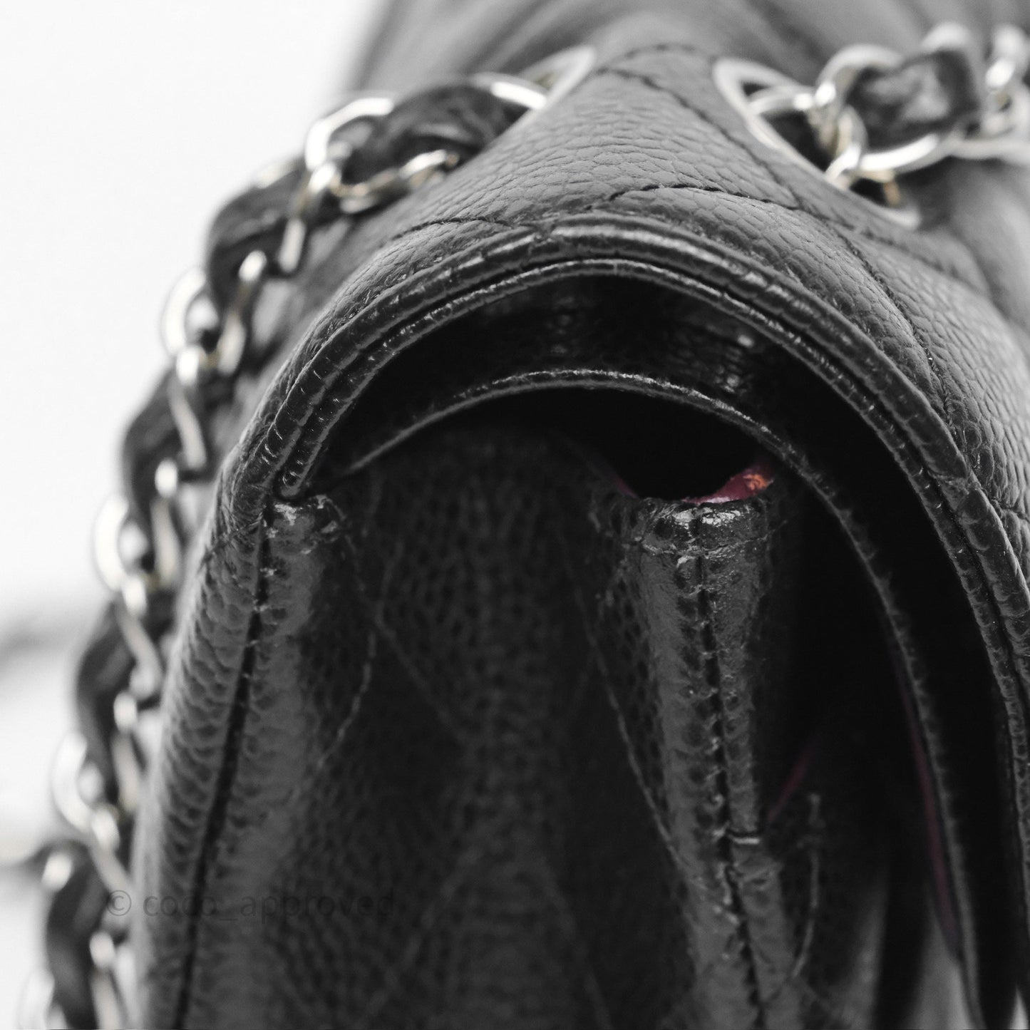 Chanel Classic M/L Medium Flap Quilted Black Caviar Silver Hardware