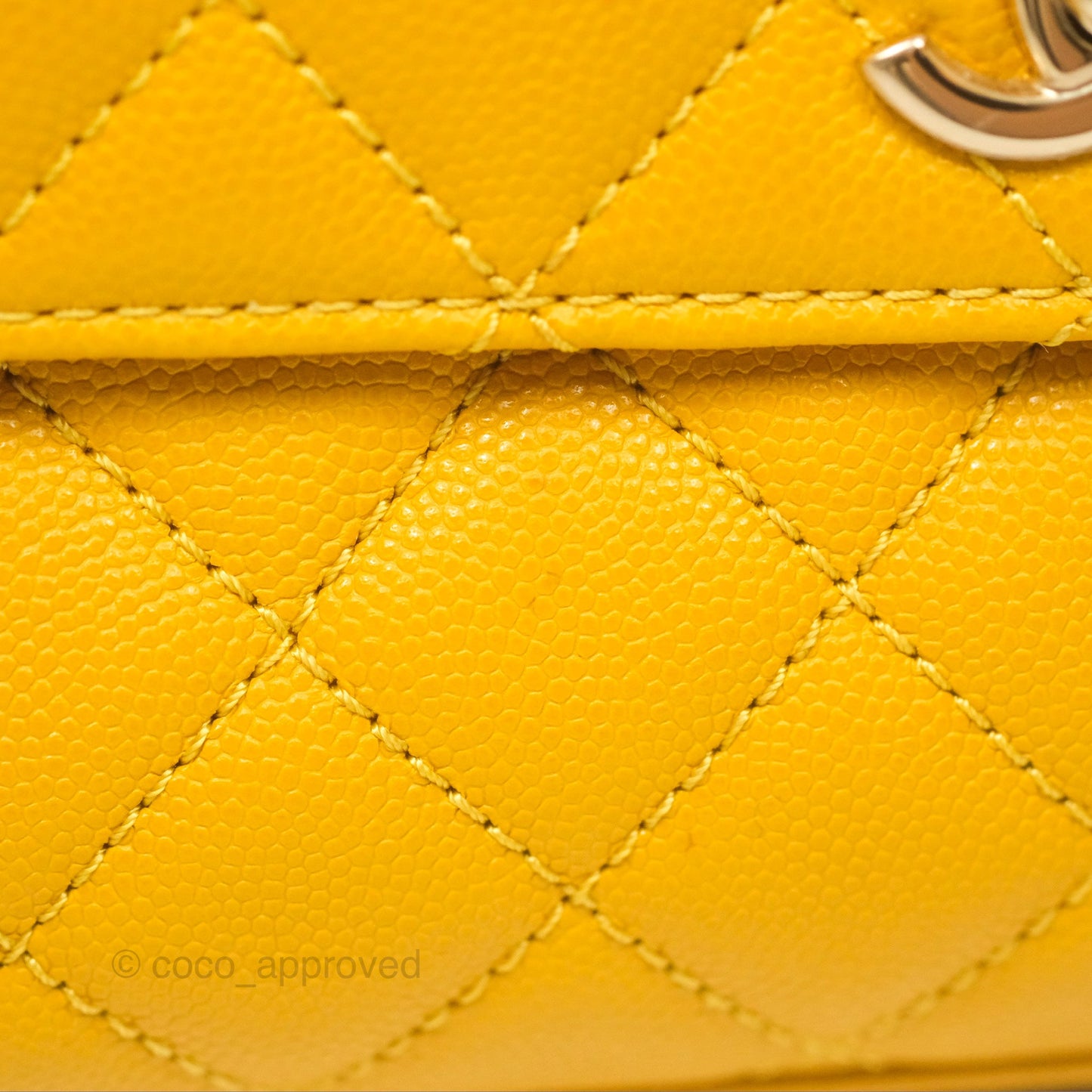Chanel Small Coco Handle Mustard Yellow Caviar Gold Hardware