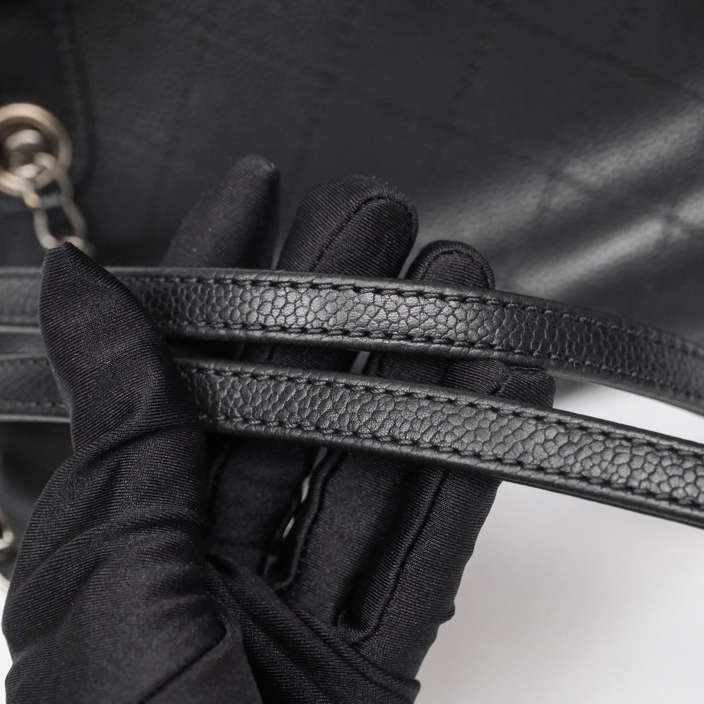 Chanel Quilted Shopping Tote Black Caviar Ruthenium Hardware