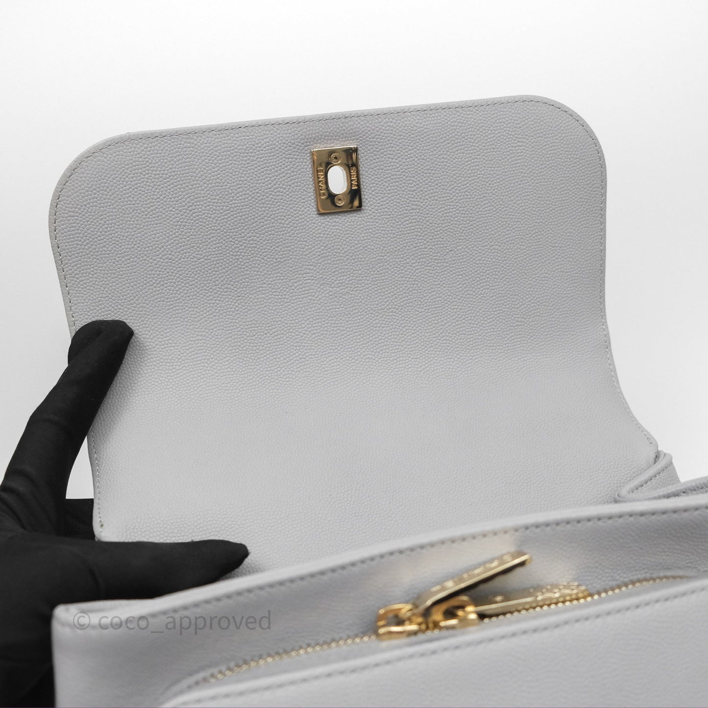Chanel Quilted Medium Business Affinity Flap Grey Caviar Gold Hardware