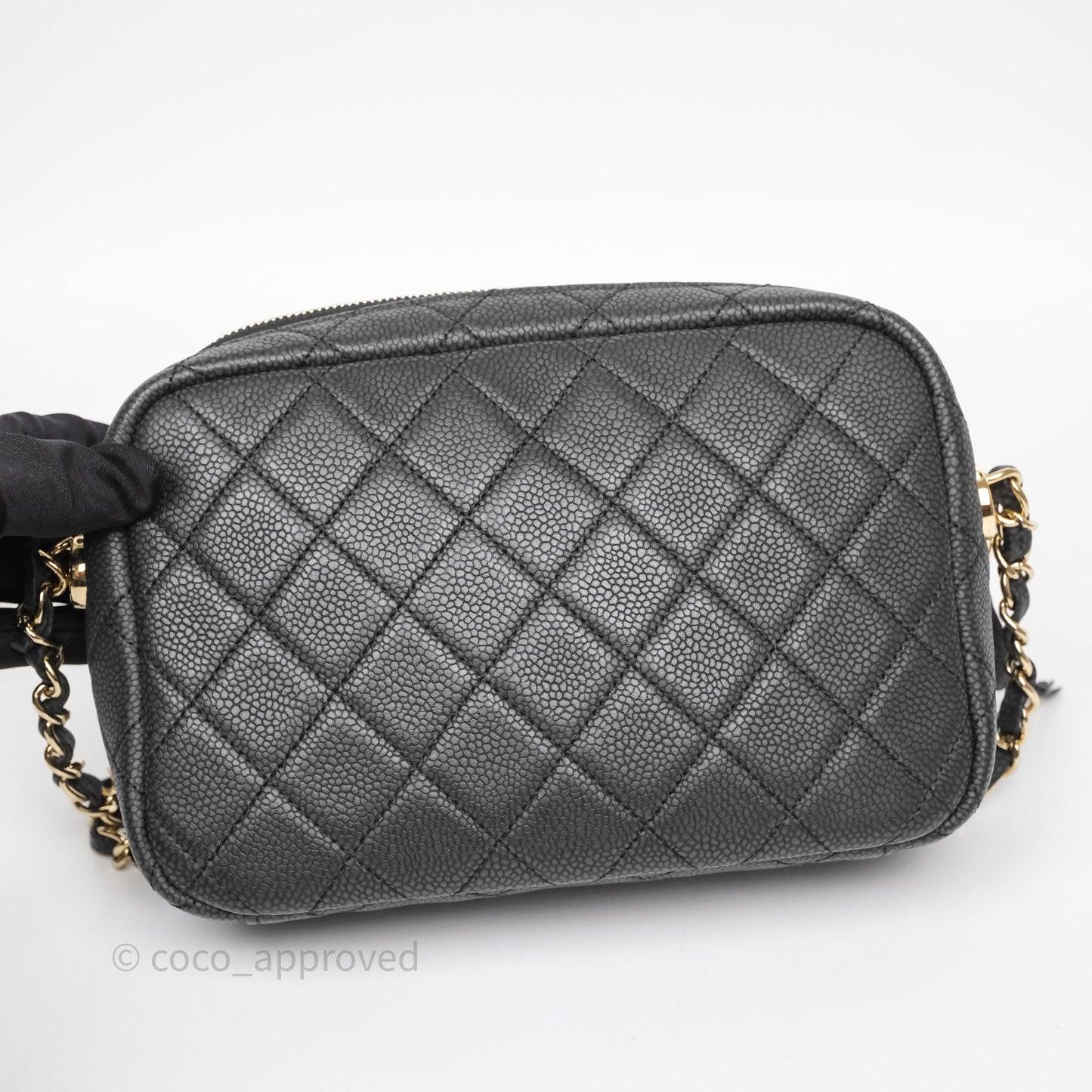 Chanel Camera Bag Black Matte Caviar Gold Hardware