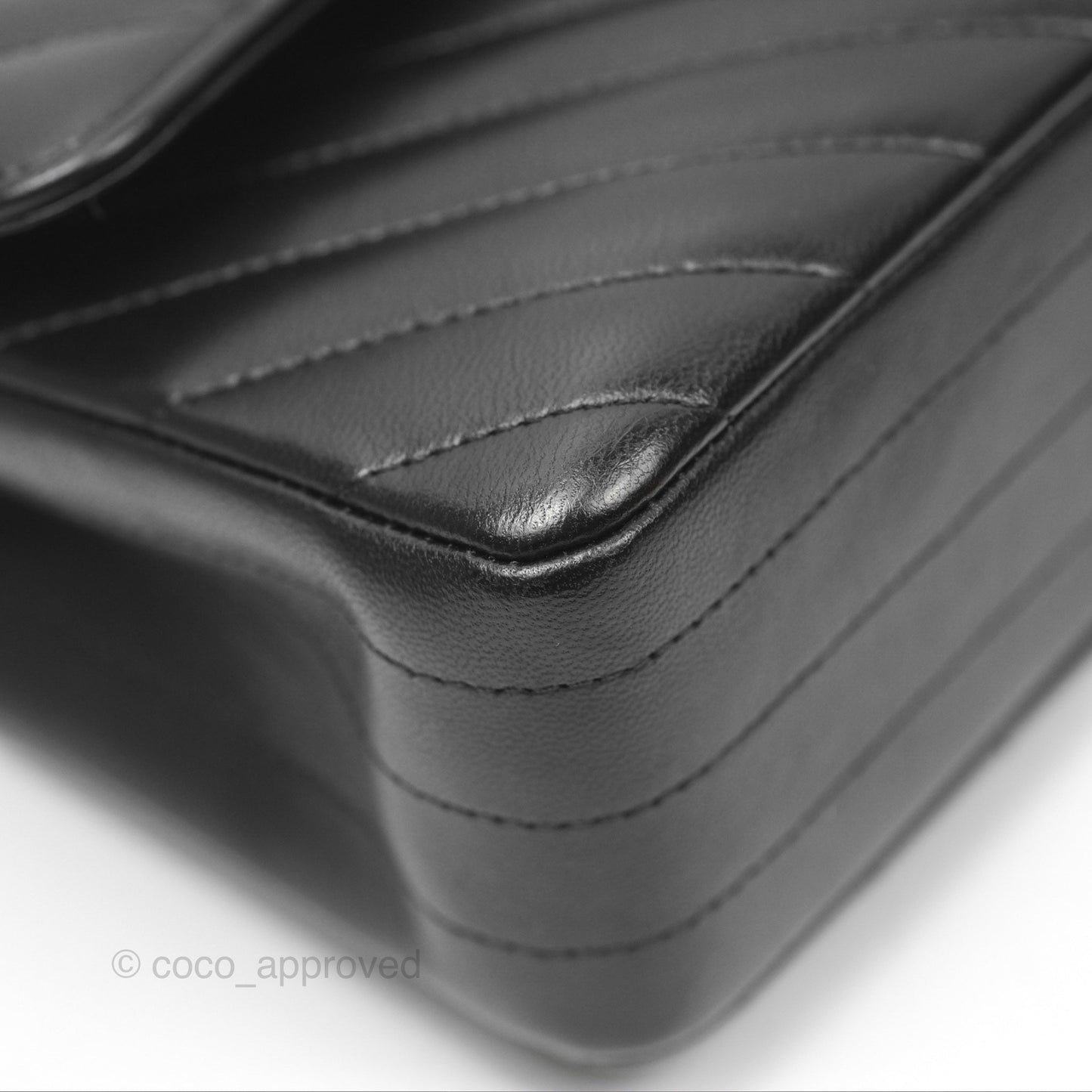 Chanel Small Classic Chevron Flap Black Lambskin Silver Hardware