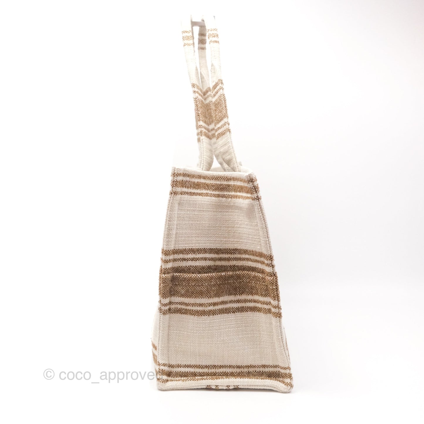 Celine Large Cabas Thais In Striped Textile Tobacco/Tan