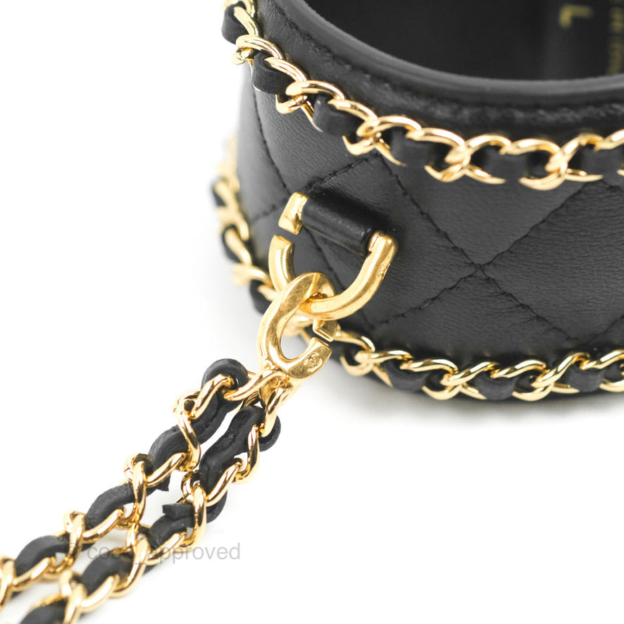 Chanel Flap Card Holder with Cuff Black Lambskin Gold Hardware