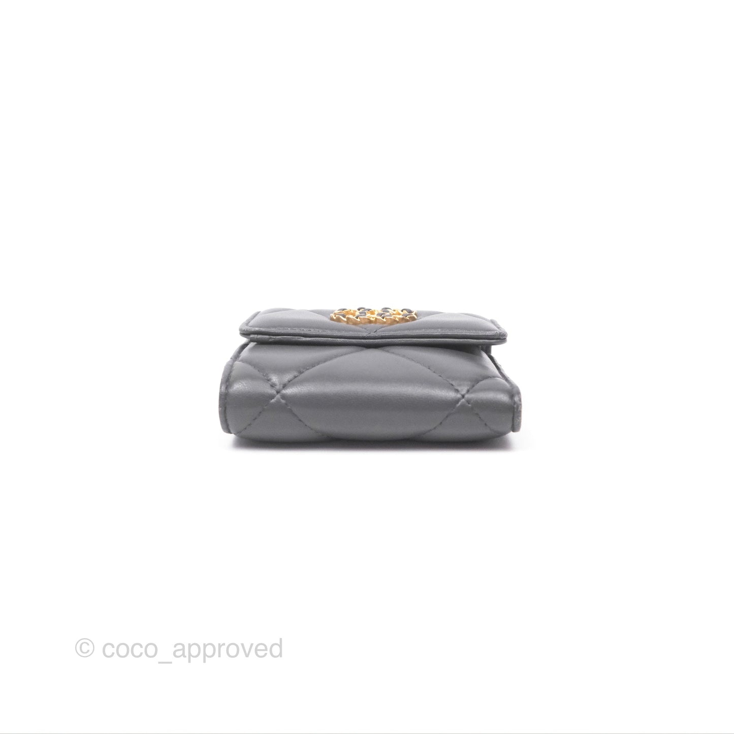 Chanel 19 Short Flap Wallet Grey Gold Hardware