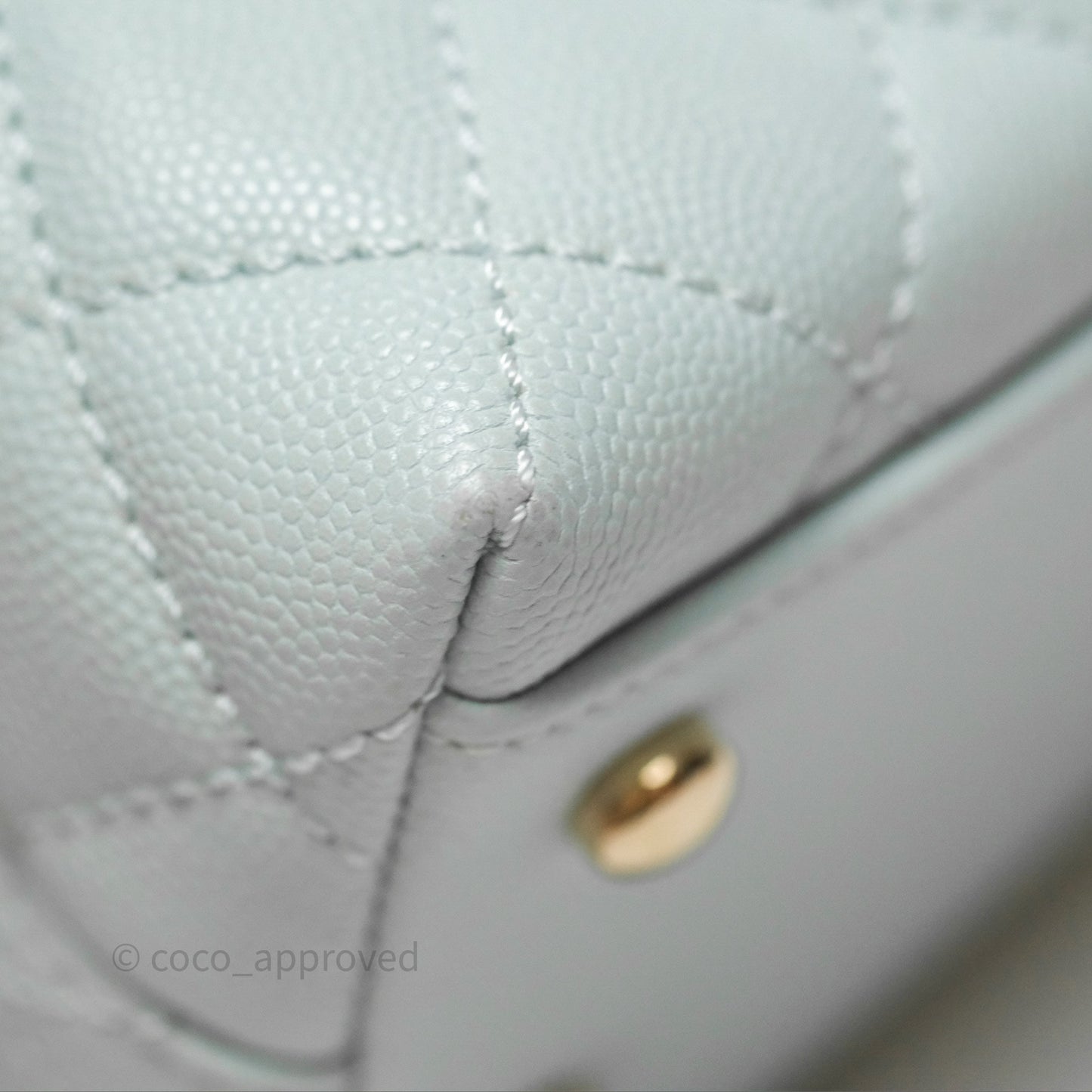 Chanel Small Coco Handle Quilted Light Blue Caviar Gold Hardware