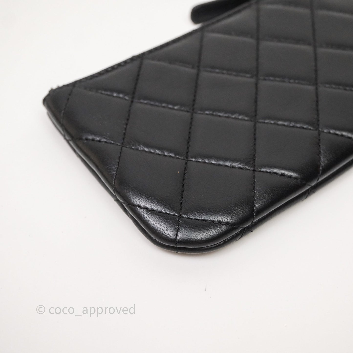 Chanel Classic Mini Quilted O Case So Black Lambskin Black Hardware