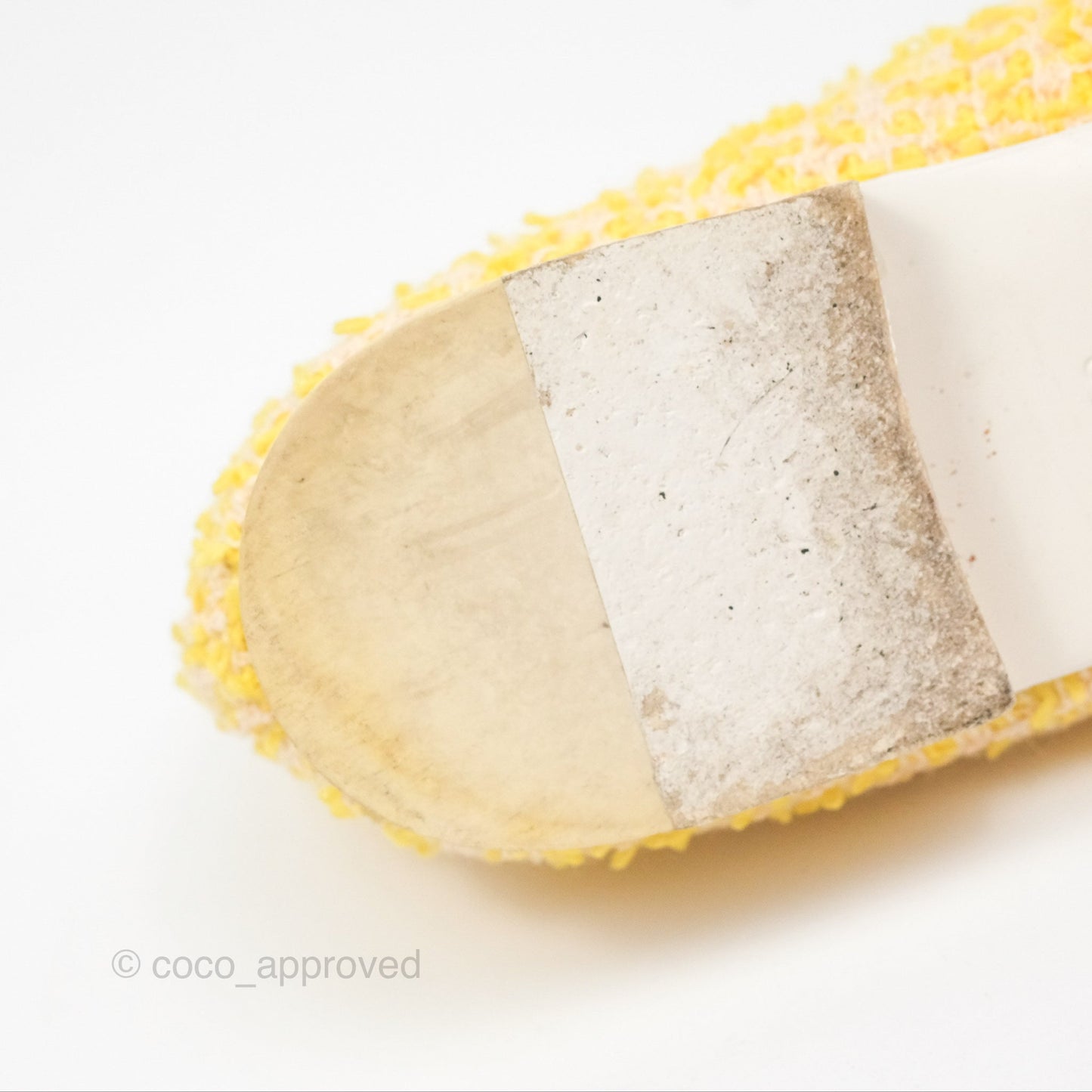 Chanel Ballerina Flats Yellow Tweed White Size 37
