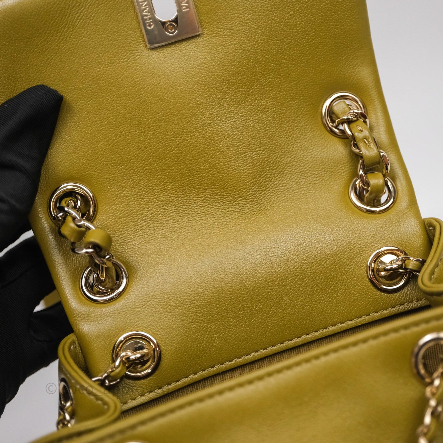 Chanel Mini Duma Backpack Olive Green Calfskin Gold Hardware