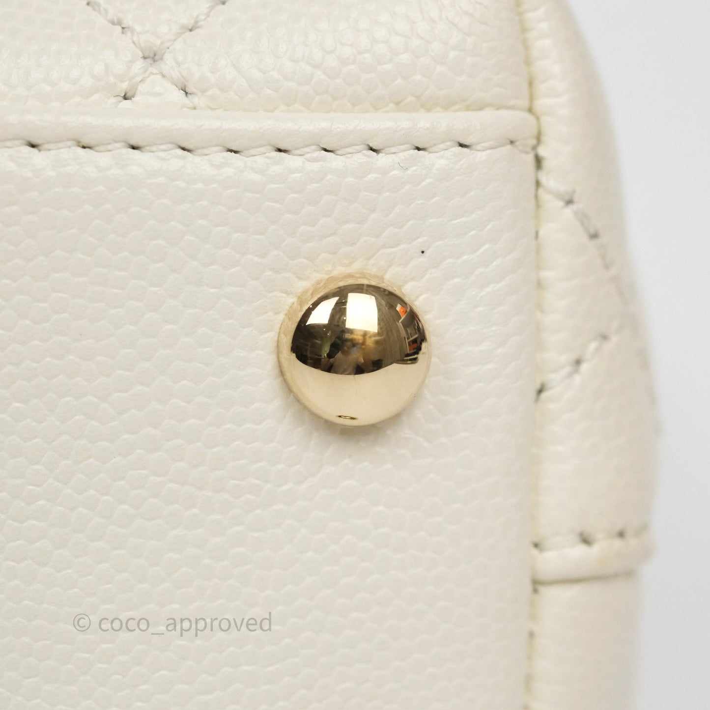 Chanel Mini Coco Handle Quilted Ivory White Caviar Gold Hardware