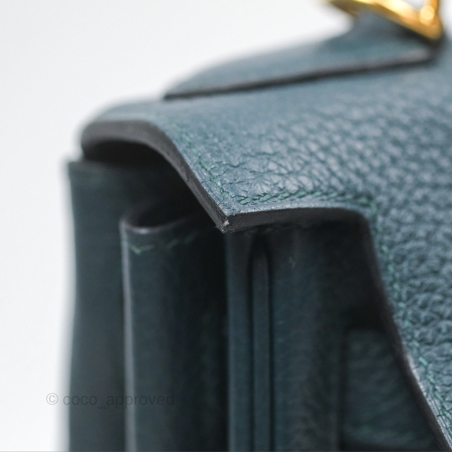 Hermes Kelly 28 Clemence Vert Cypress 6O Gold Hardware