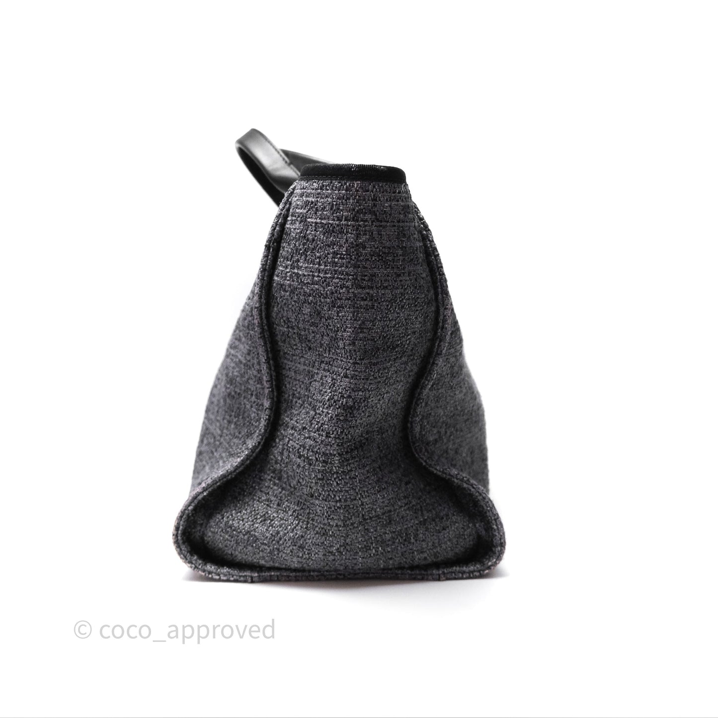 Chanel Large Deauville Glitter Black Grey Raffia Gold Hardware