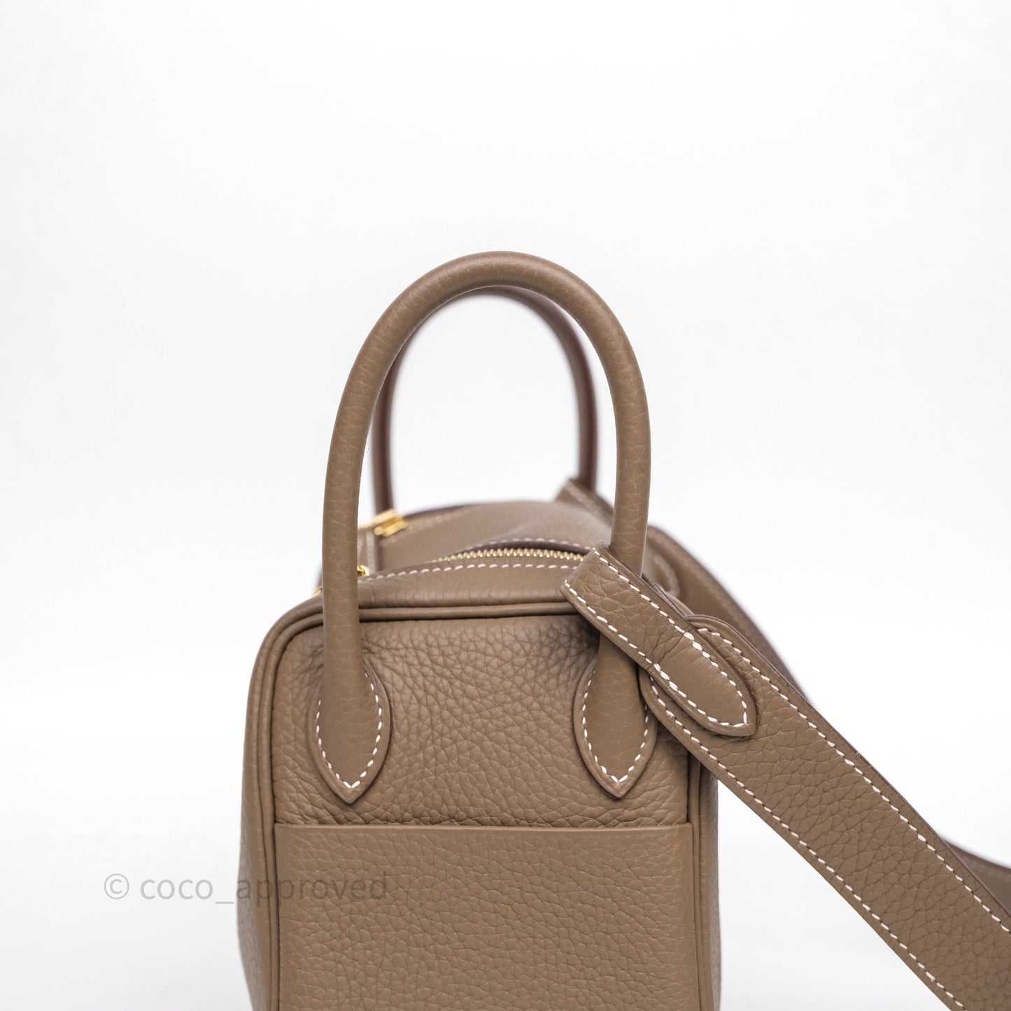Hermès Mini Lindy 20 Etoupe 18 Clemence Gold Hardware