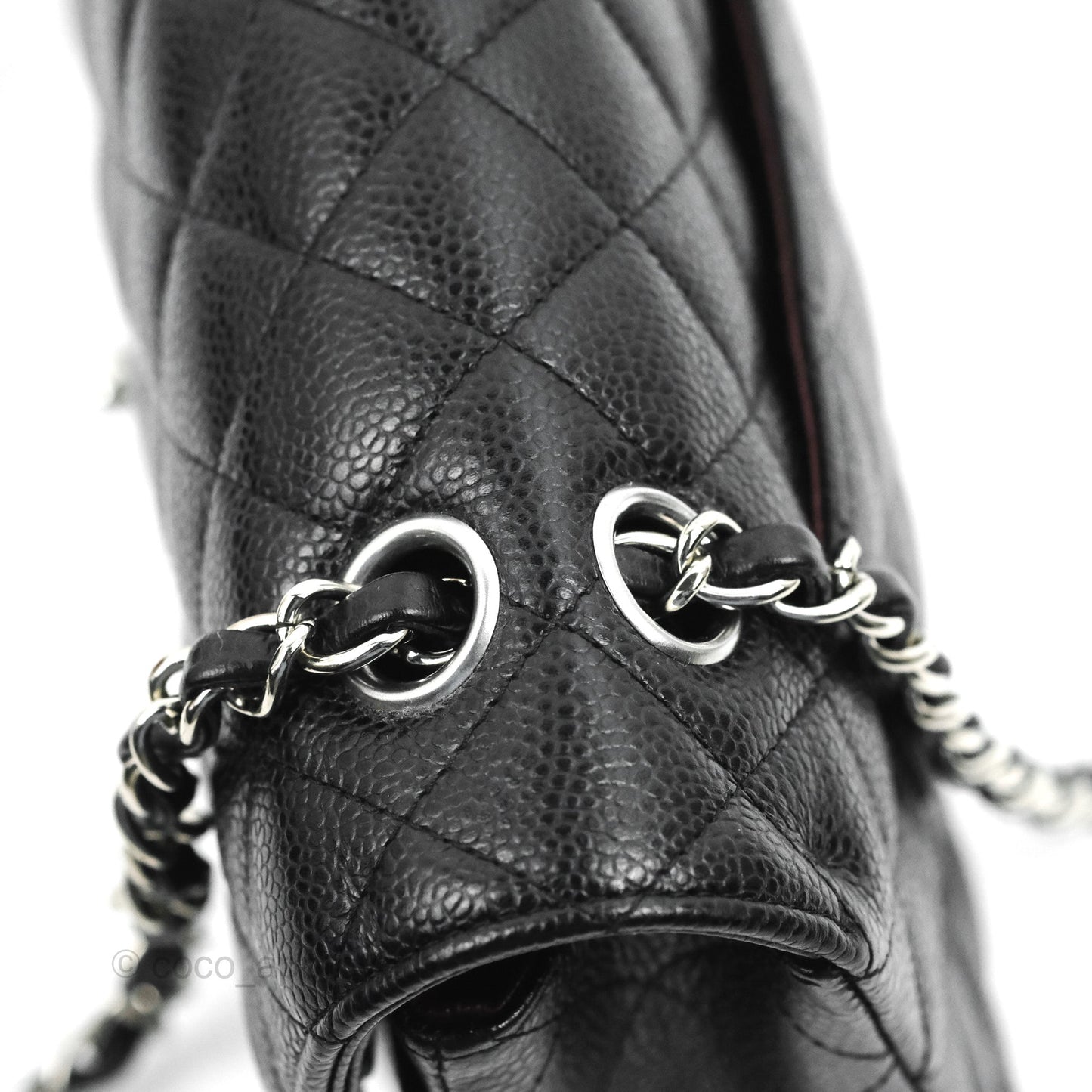 Chanel Classic M/L Medium Flap Quilted Black Caviar Silver Hardware