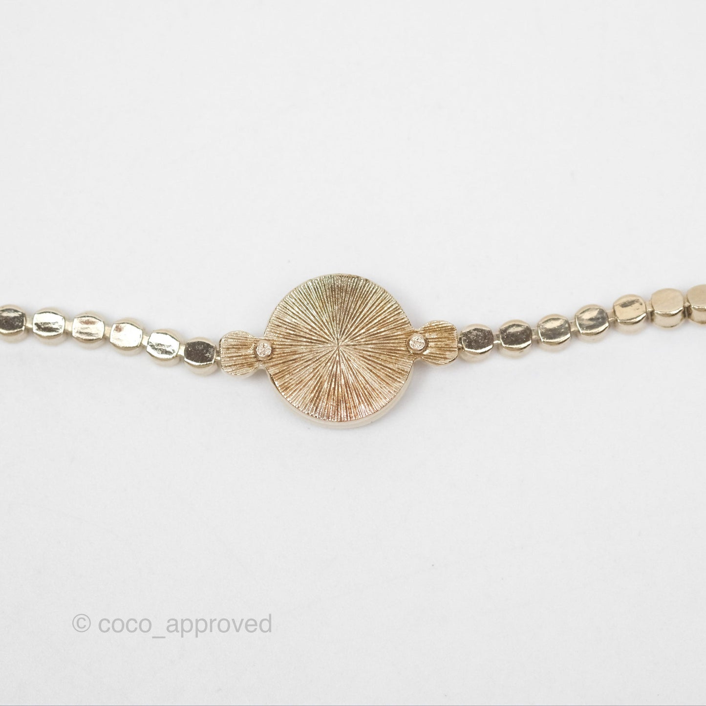 Chanel CC Crystal Chain Choker Necklace Gold Tone 21S
