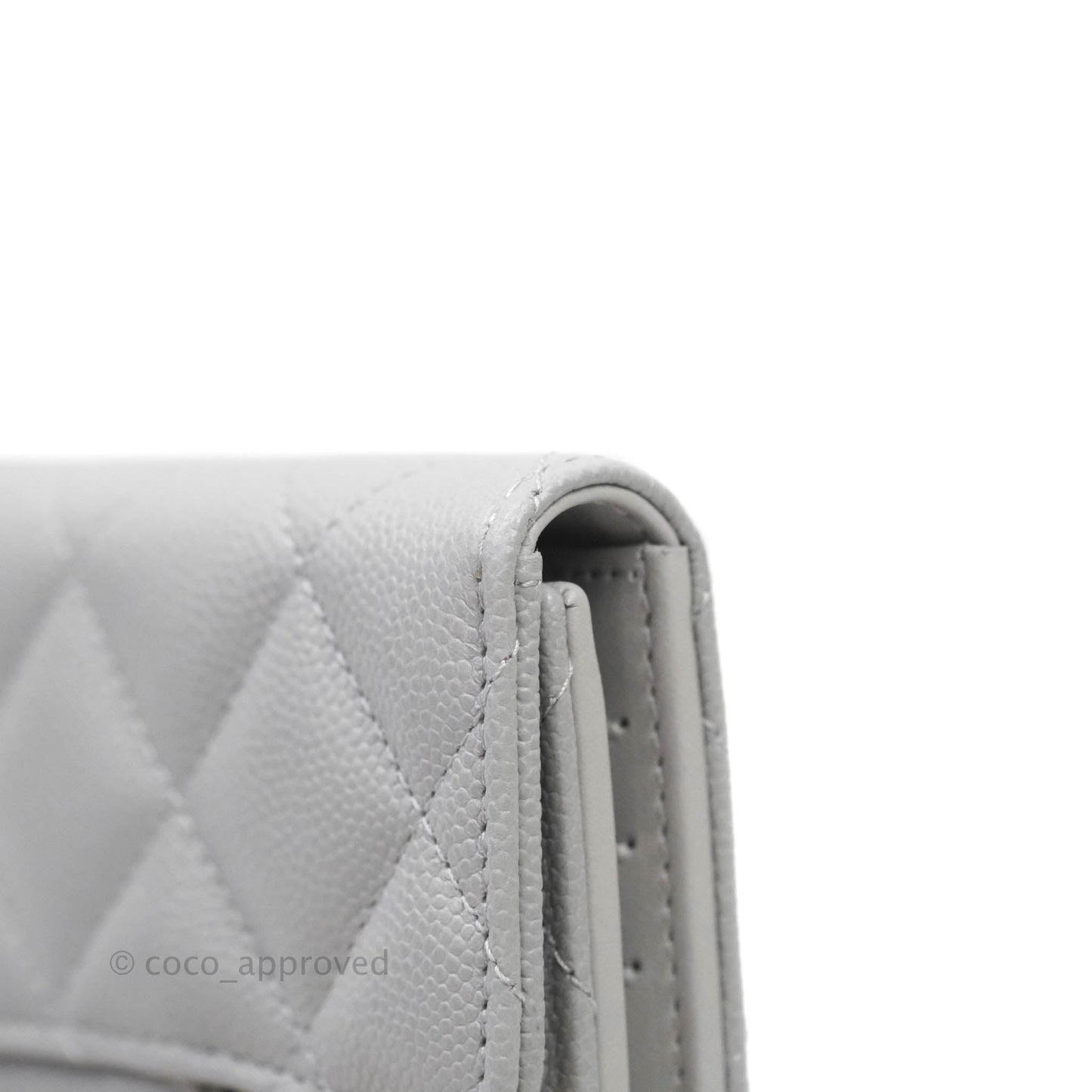 Chanel Quilted Classic Compact Wallet Grey Caviar Gold Hardware 21A