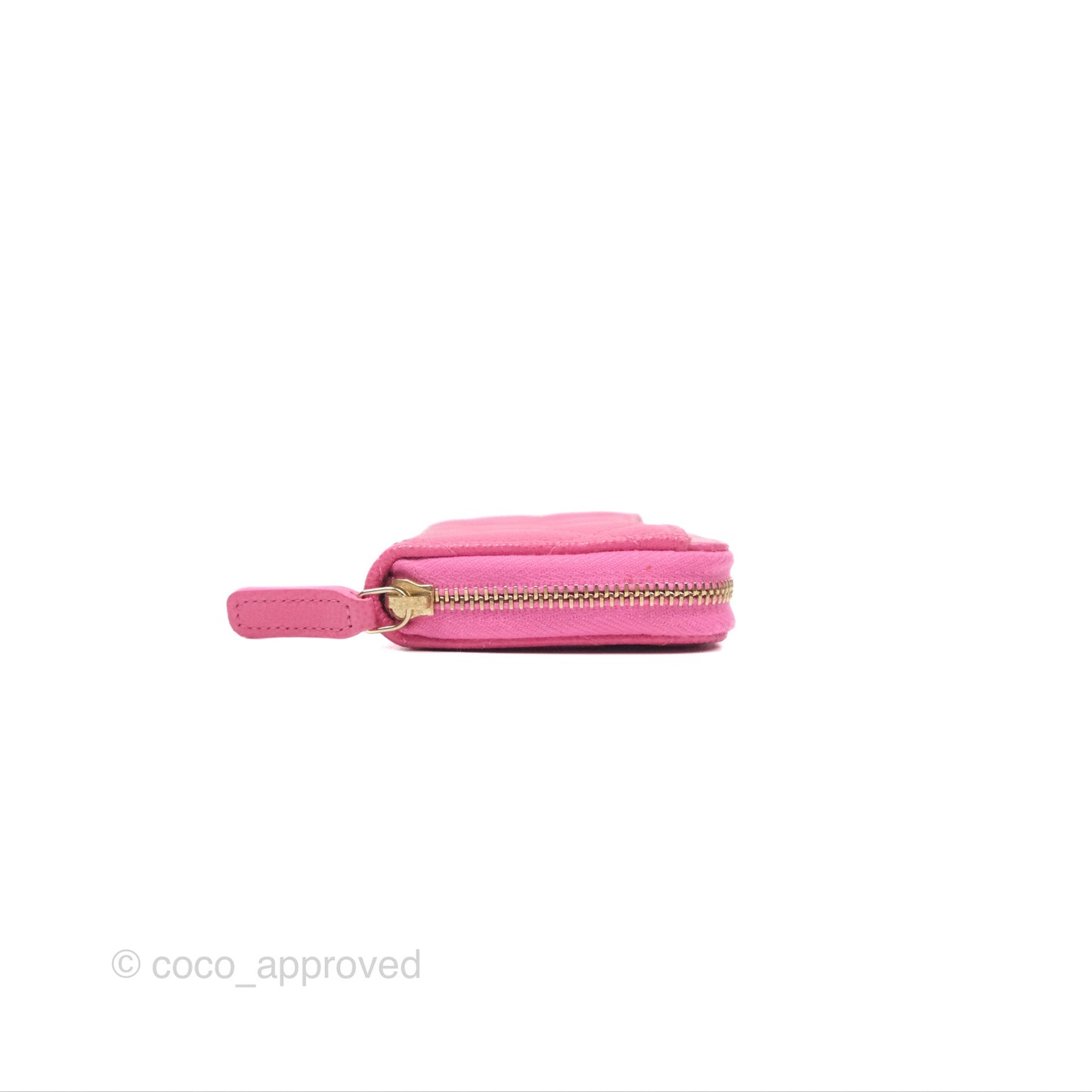Chanel Quilted Zip Card Holder Pink Caviar Gold Hardware