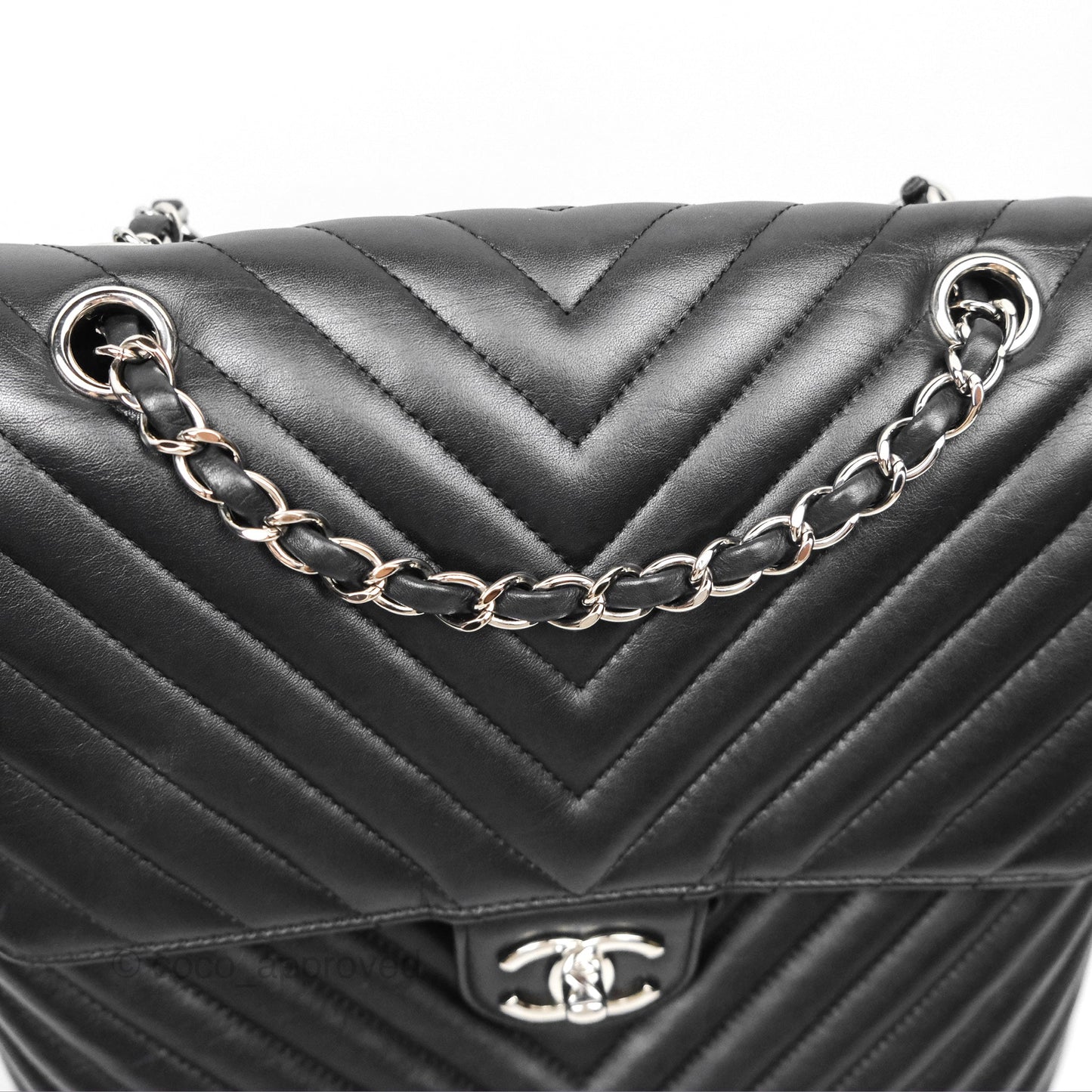 Chanel Medium Chevron Urban Spirit Backpack Black Calfskin Silver Hardware