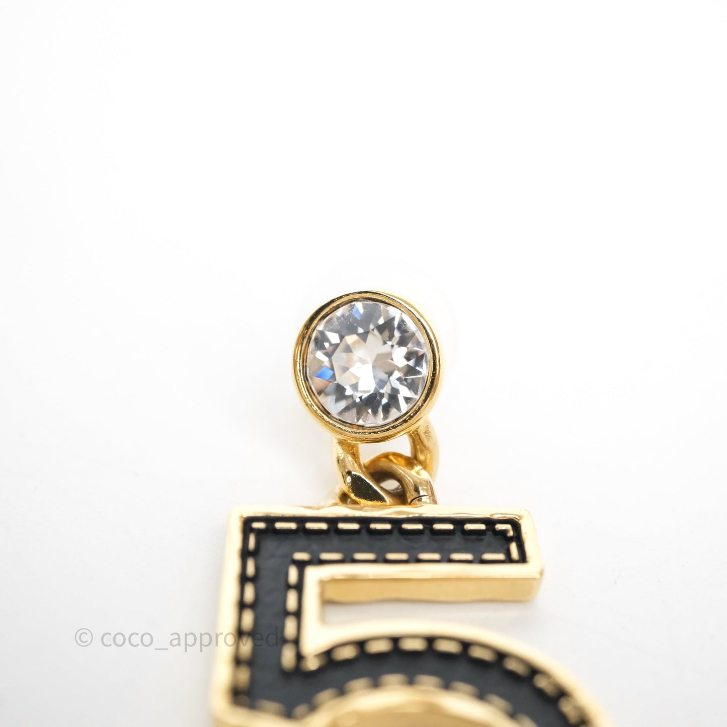 Chanel Crystal No.5 Drop Earrings Gold Tone 23S