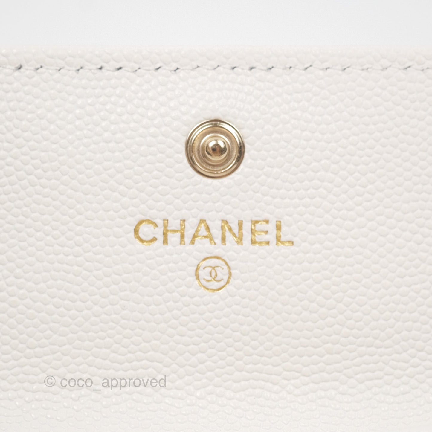 Chanel CC Resin Stone Flap Card Holder White Caviar