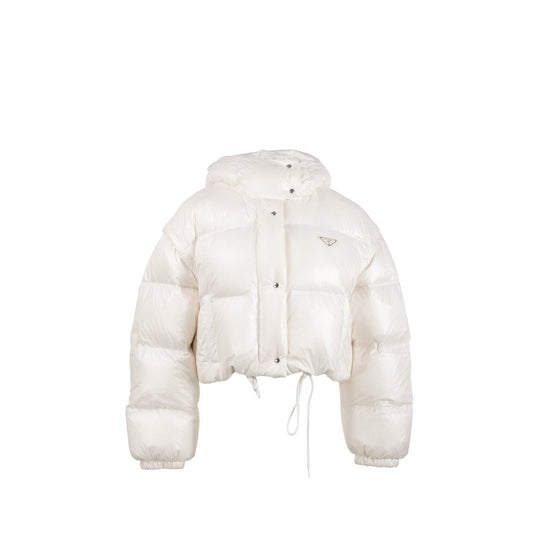 Prada size 40 Re-Nylon cropped down jacket white