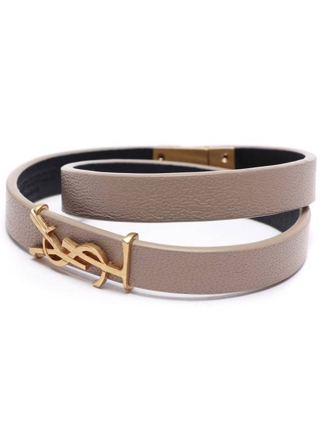 Luxury Saint Laurent Monogram Logo Bracelet Beige