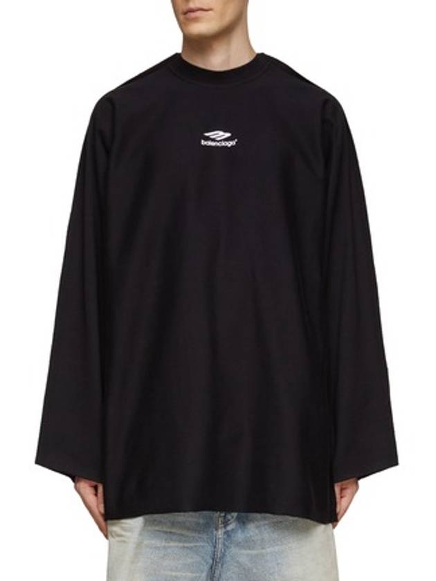 Luxury Balenciaga Icon Flat Long Sleeve T-Shirt Black