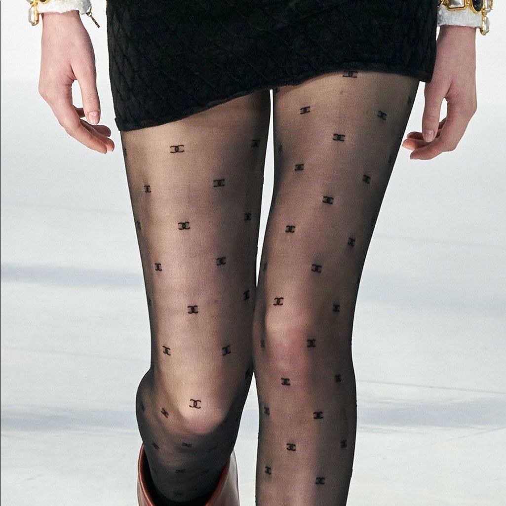 Chanel Black Tights with CC Logo Size S