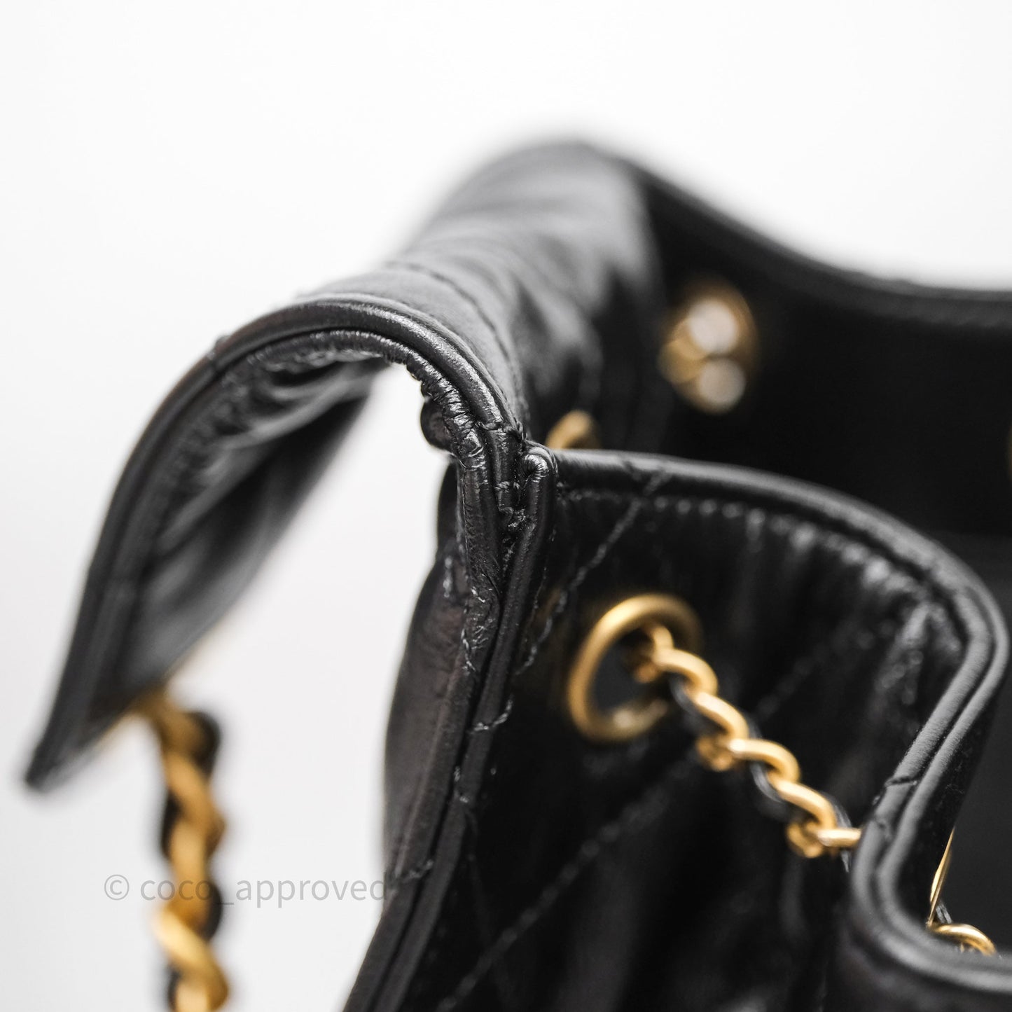 Chanel 25 Medium Black Crumpled Calfskin Aged Gold Hardware