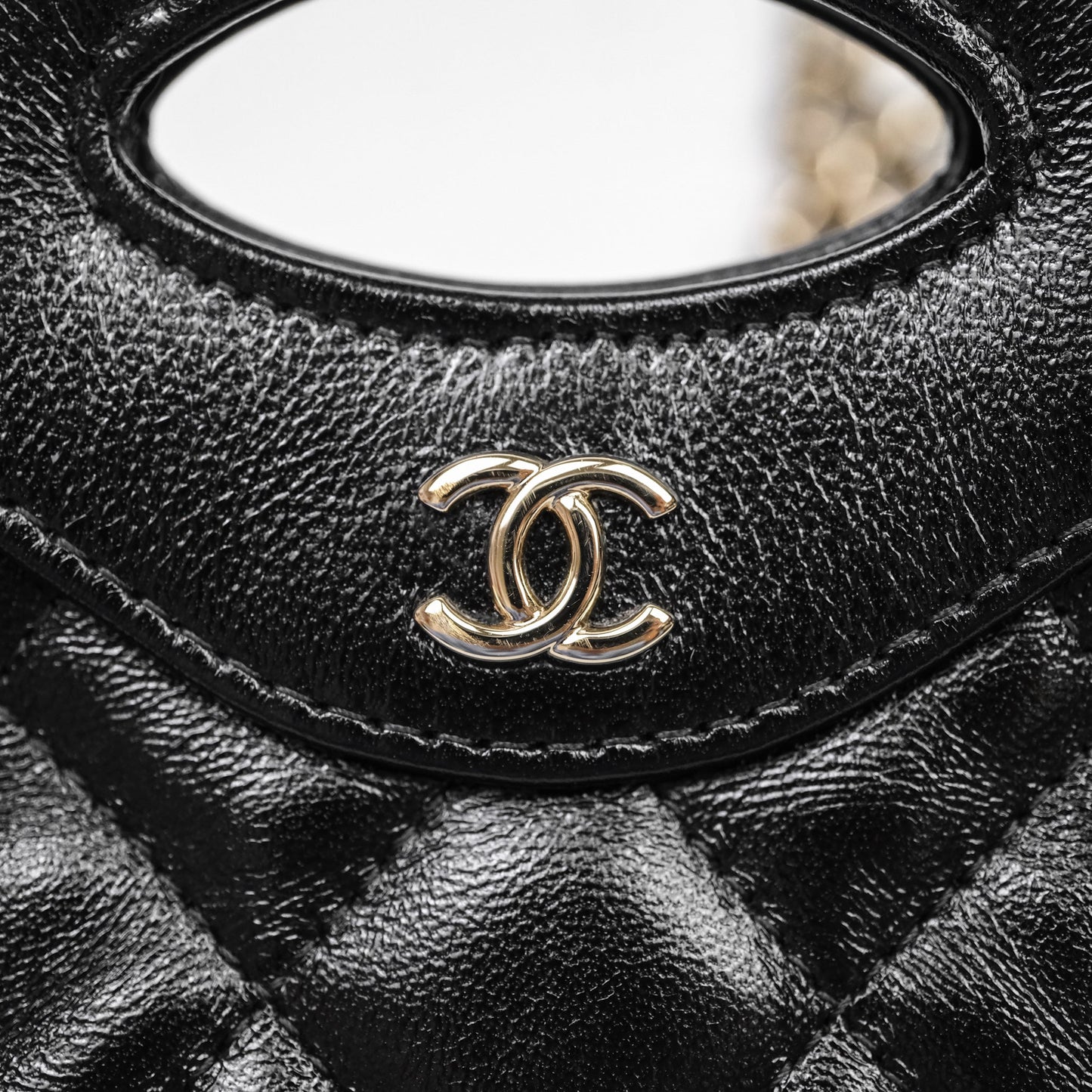Chanel Micro 31 Clutch With Chain Black Shiny Calfskin Gold Hardware