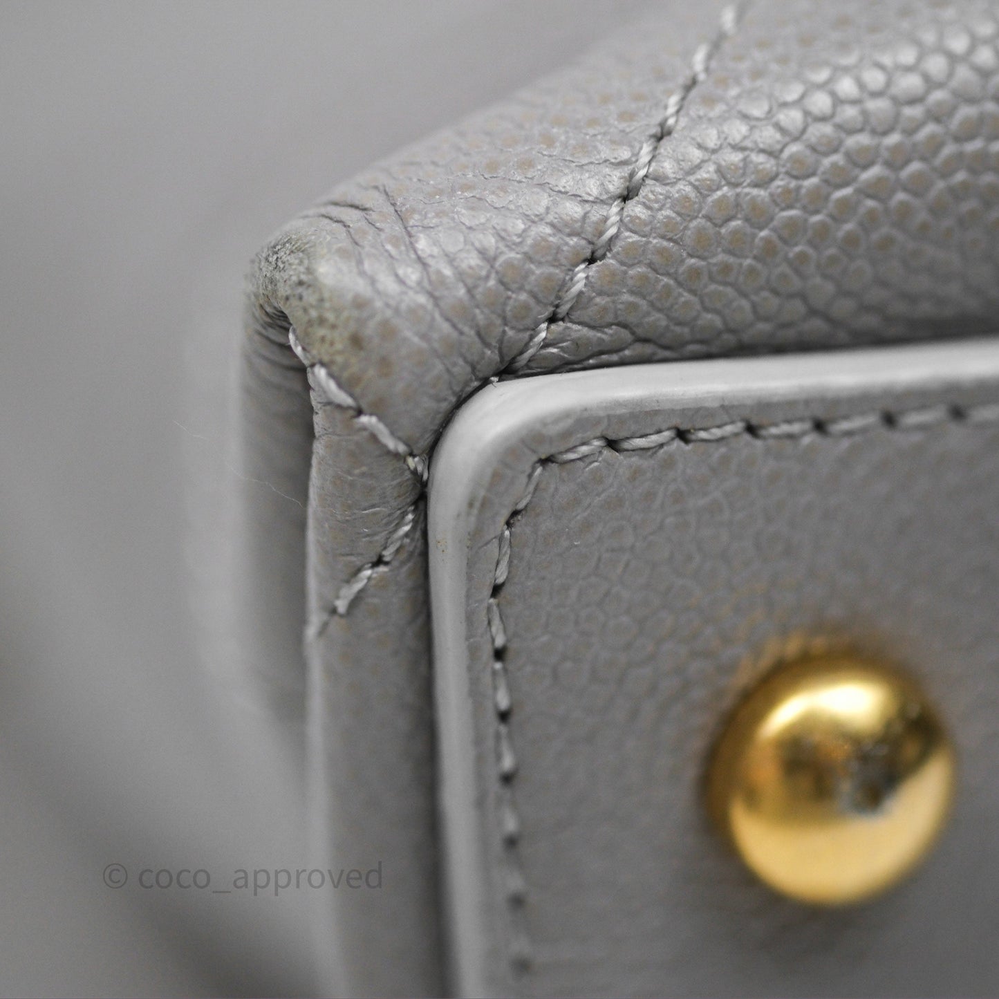 Chanel Drawstring Bucket Bag Grey Grained Calfskin Aged Gold Hardware