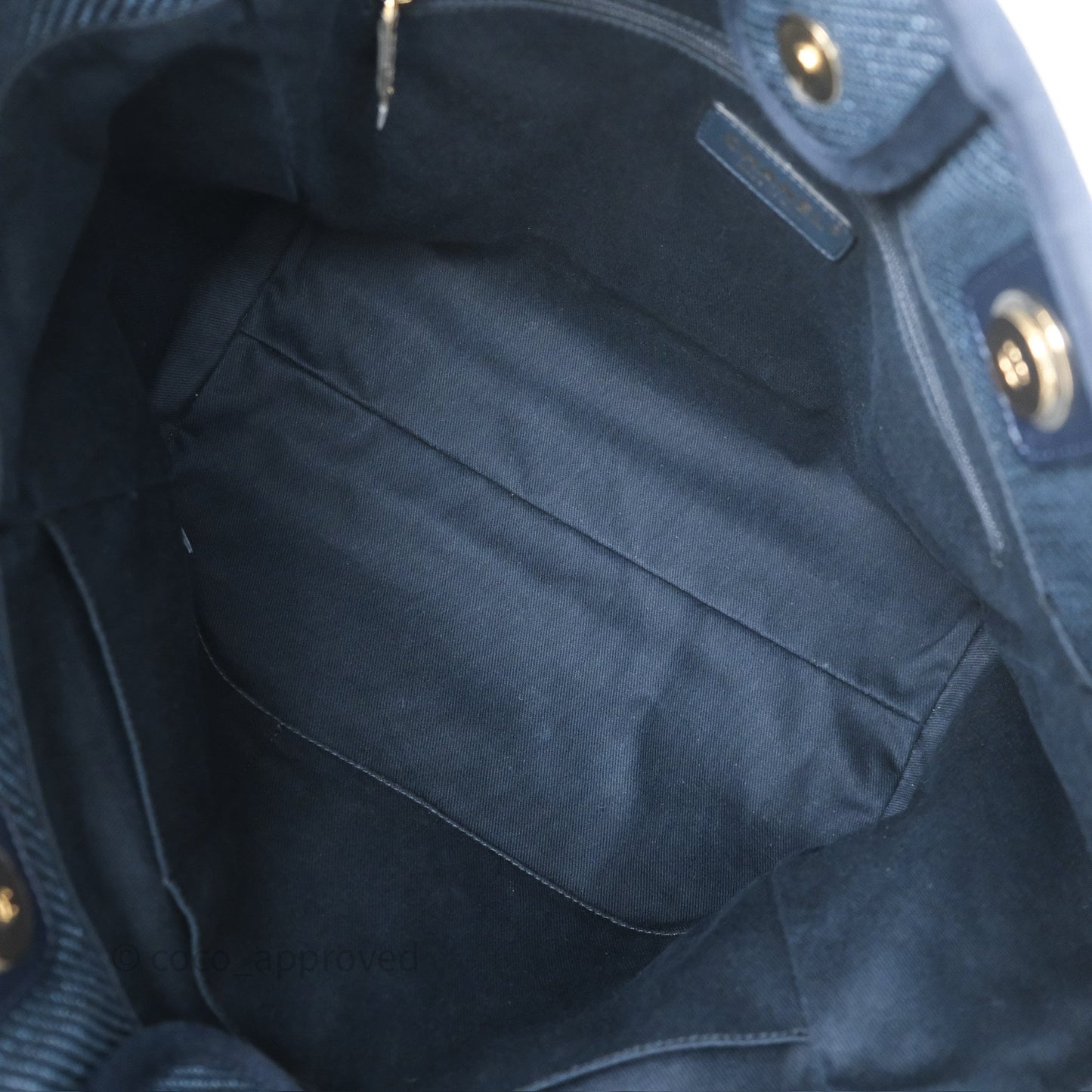 Chanel Medium Deauville Tote Navy Raffia Gold Hardware