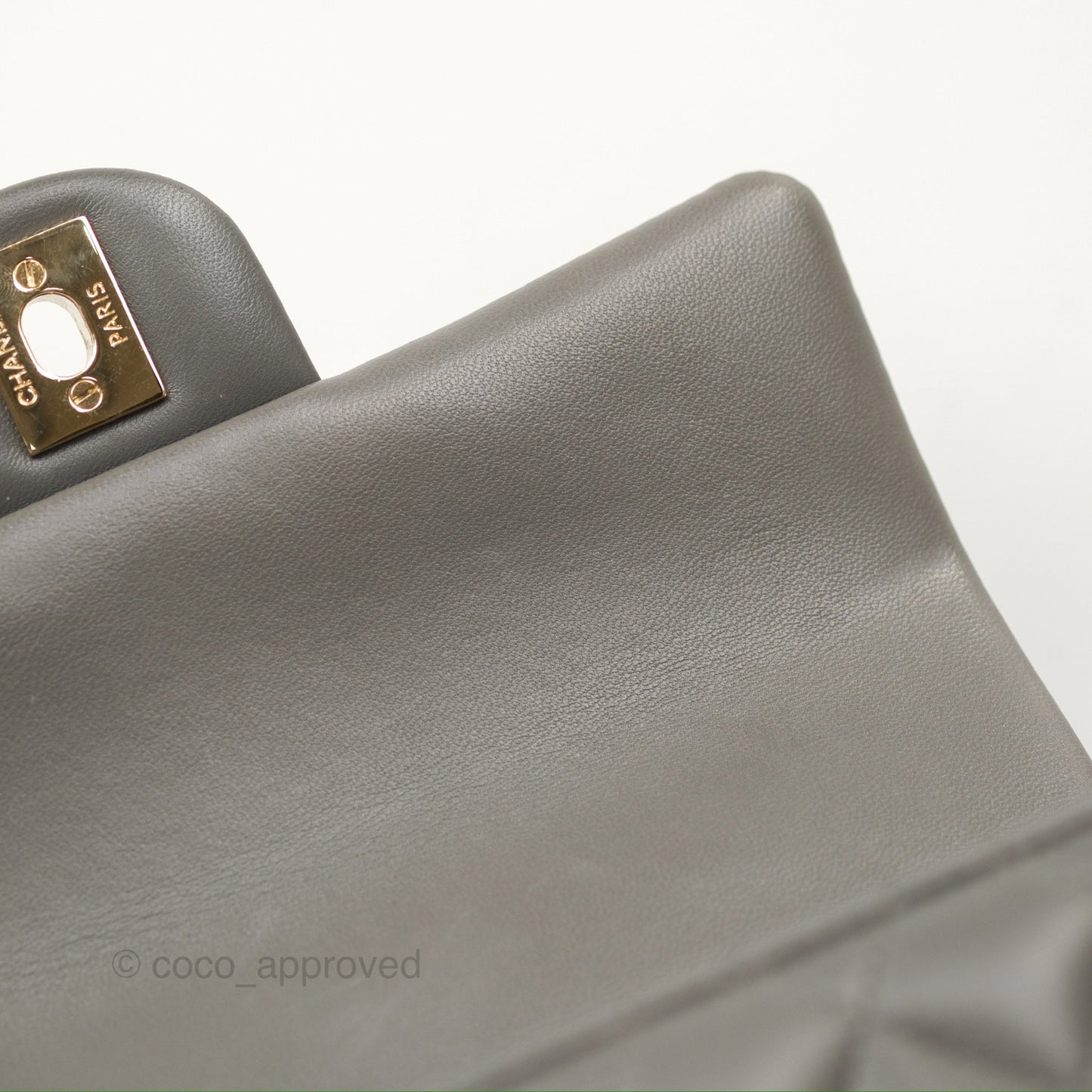Chanel Top Handle Mini Rectangular Flap Bag Grey Lambskin Gold Hardware
