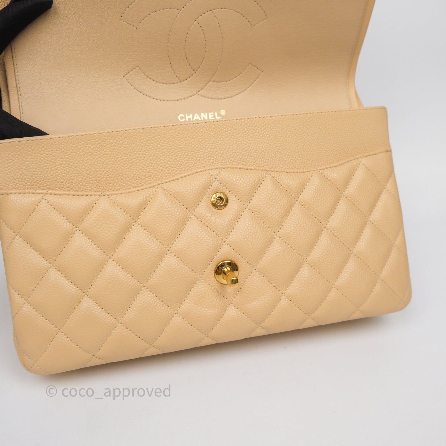 Chanel Jumbo Double Flap Beige Caviar Gold Hardware⁣⁣