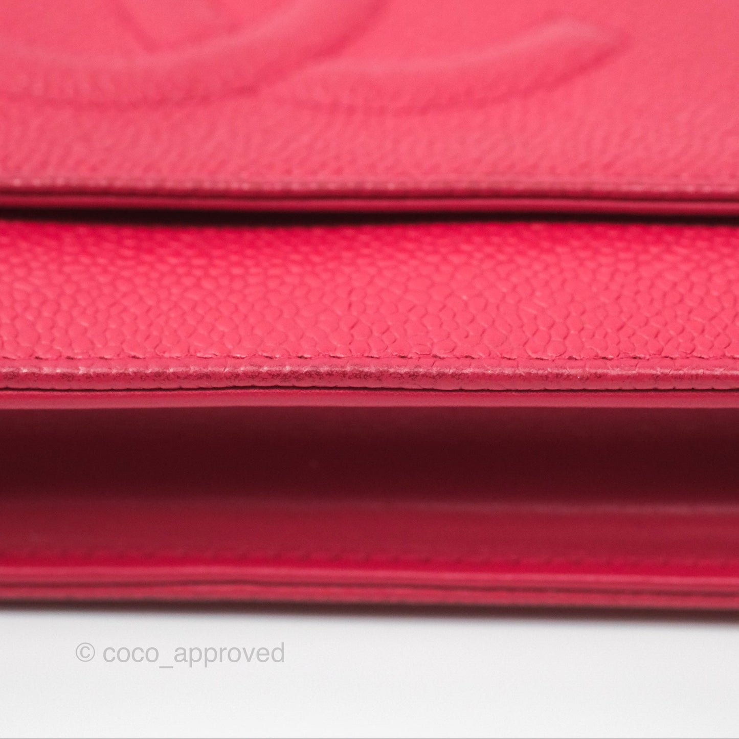 Chanel CC Wallet On Chain WOC Dark Pink Caviar Silver Hardware