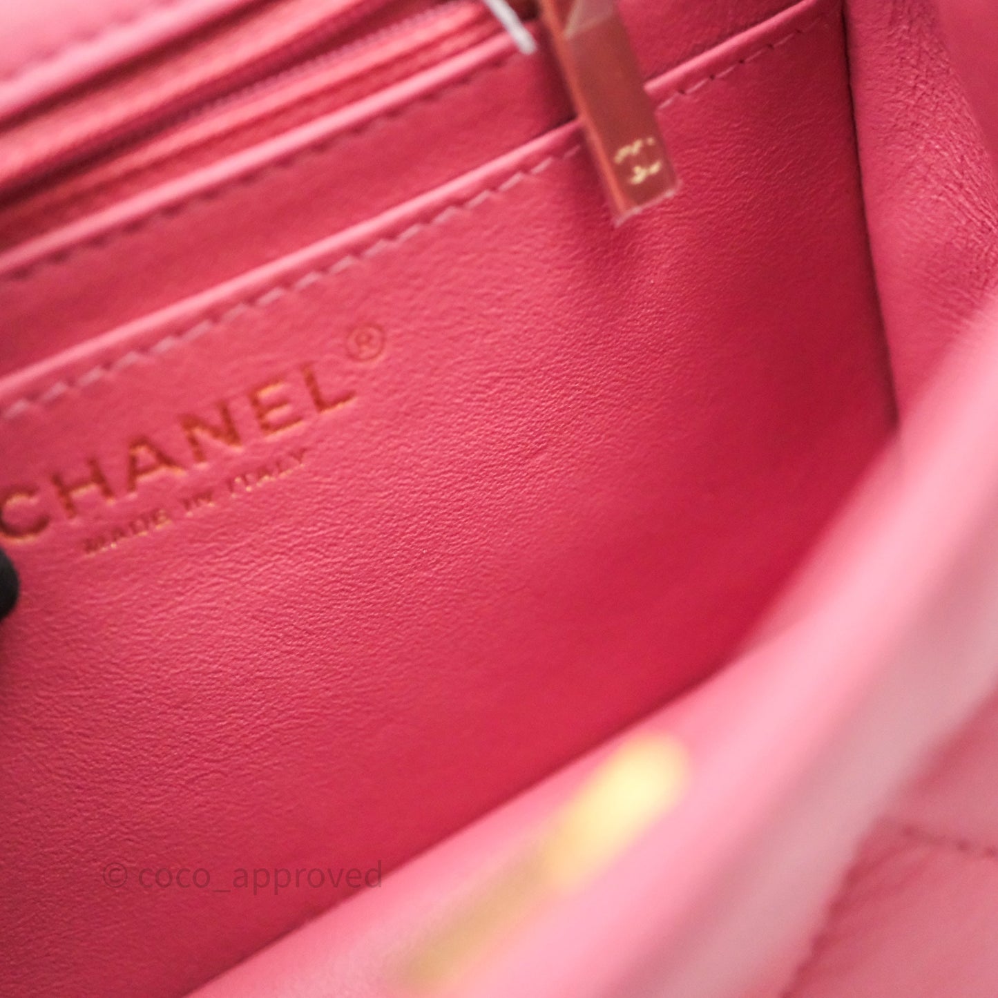 Chanel Quilted Mini Square Pink Lambskin Gold Hardware