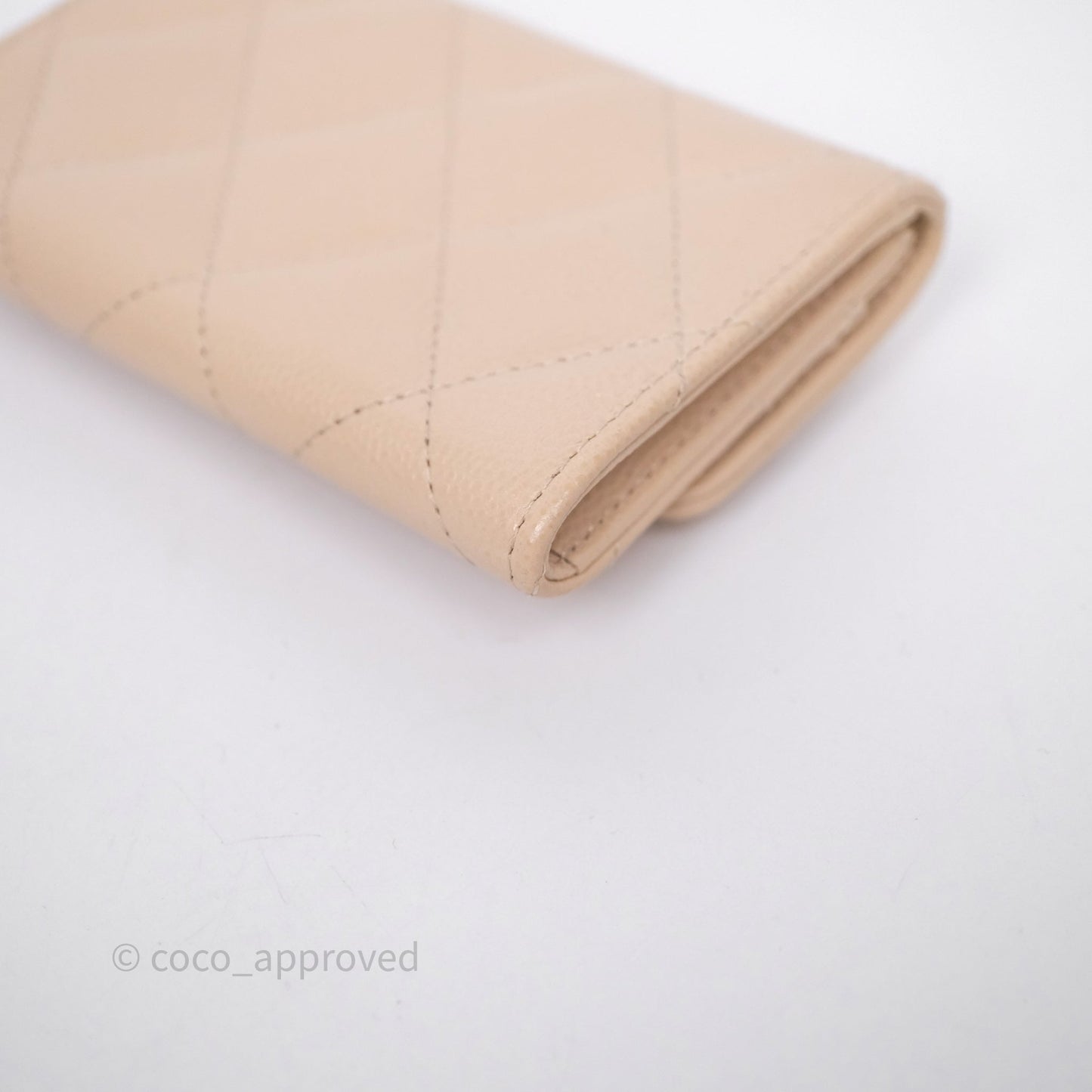 Chanel Pearl CC Flap Card Holder Beige Caviar Gold Hardware