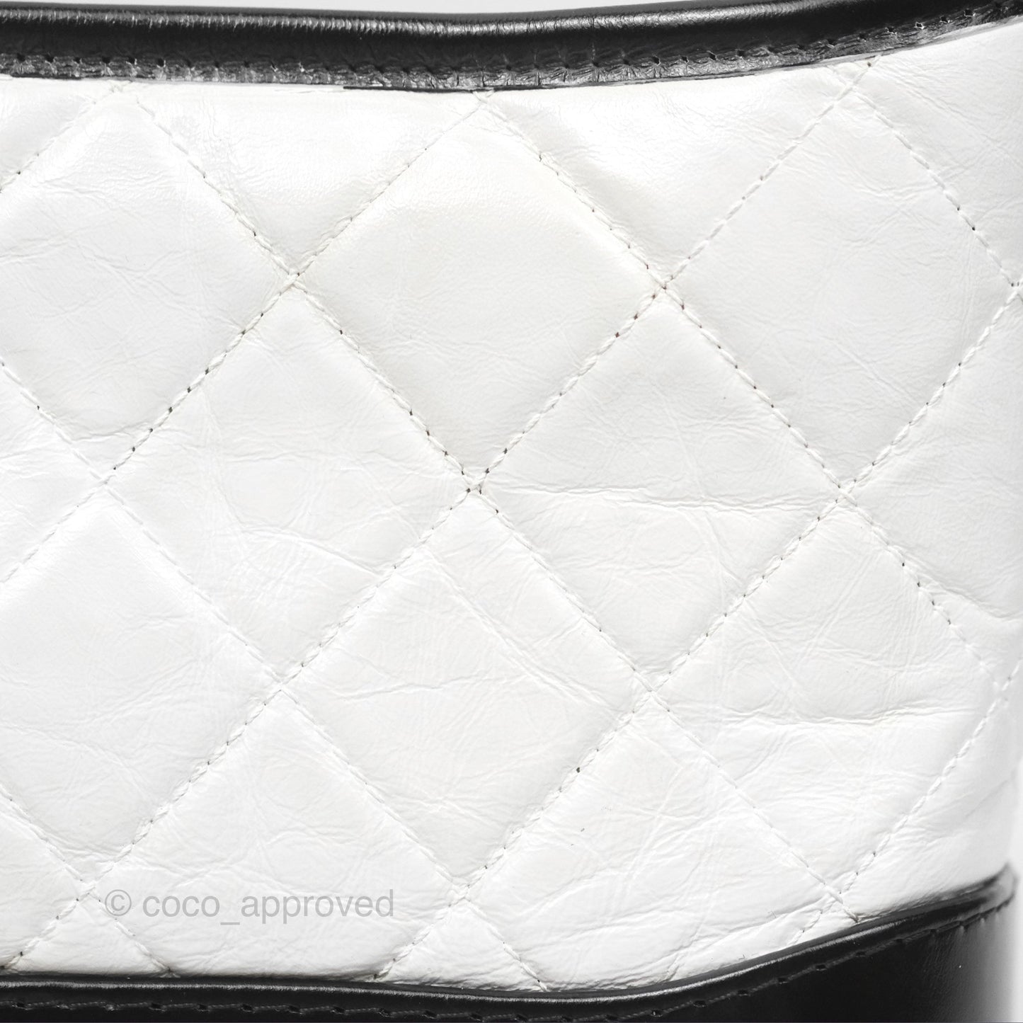 Chanel Small Gabrielle Hobo Quilted Black White Aged Calfskin