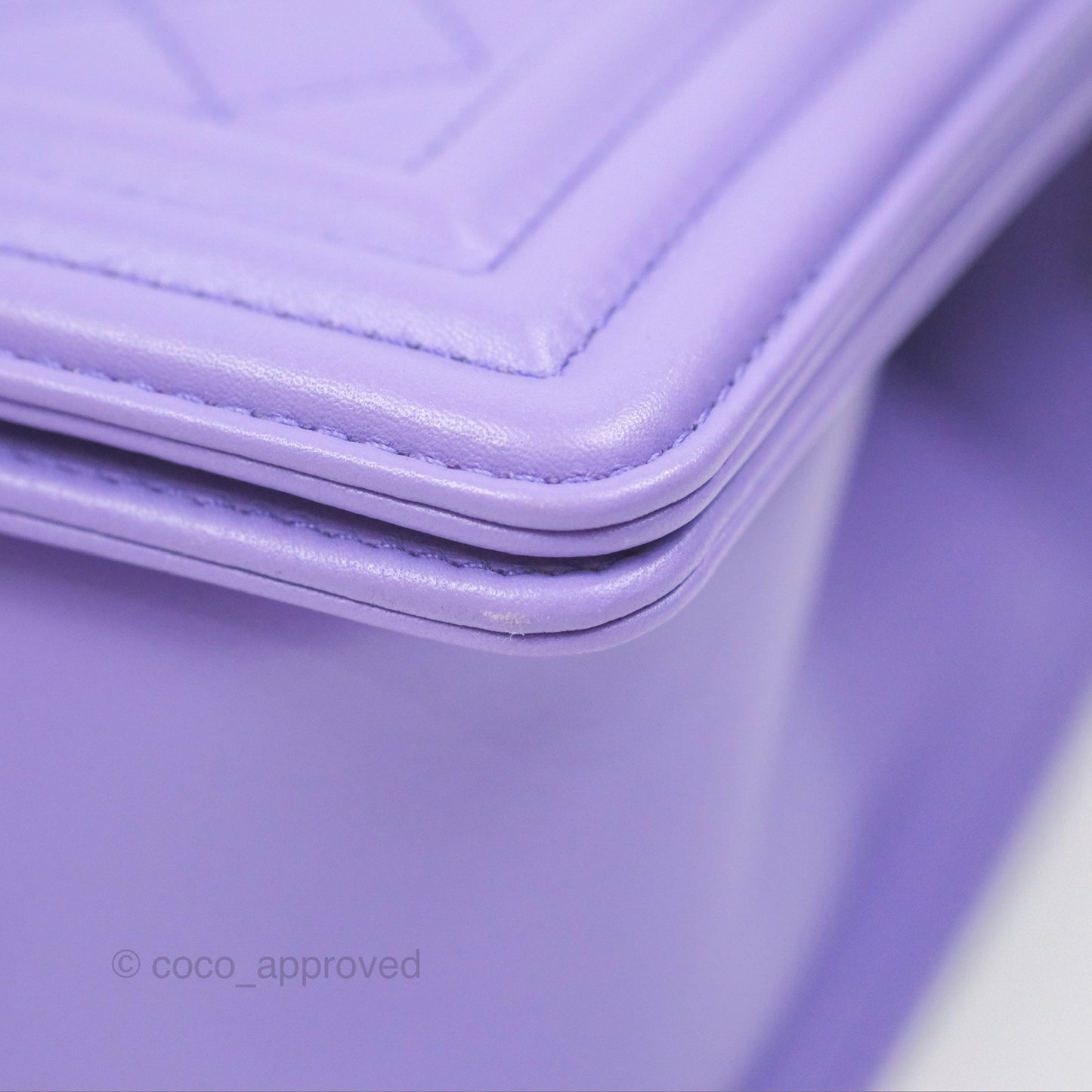 Chanel Quilted Medium Boy Purple Calfskin Silver Hardware