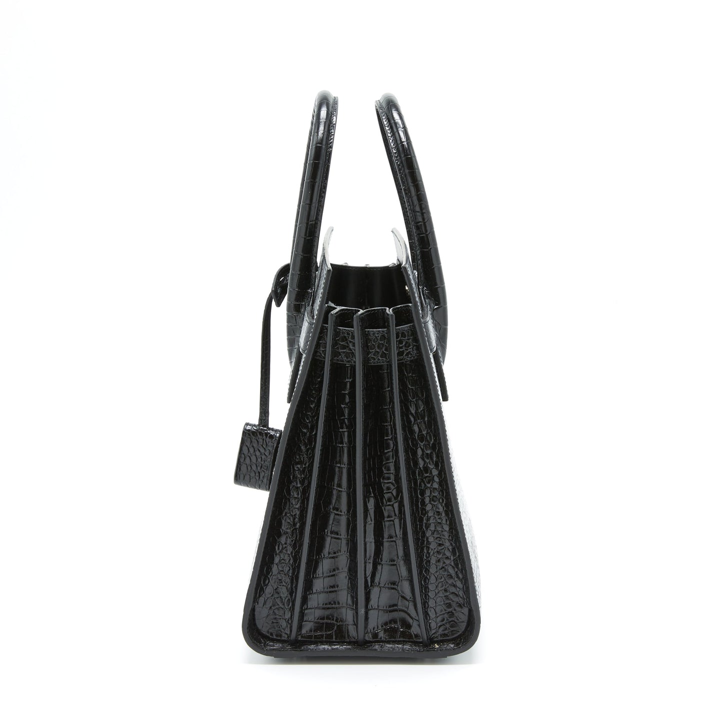 Saint Laurent/ YSL Sac De Jour Crocodile Embossed Black SHW