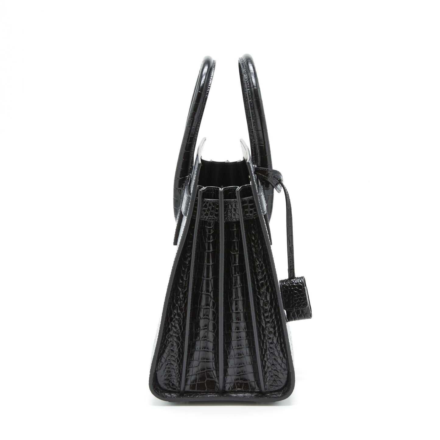 Saint Laurent/ YSL Sac De Jour Crocodile Embossed Black SHW