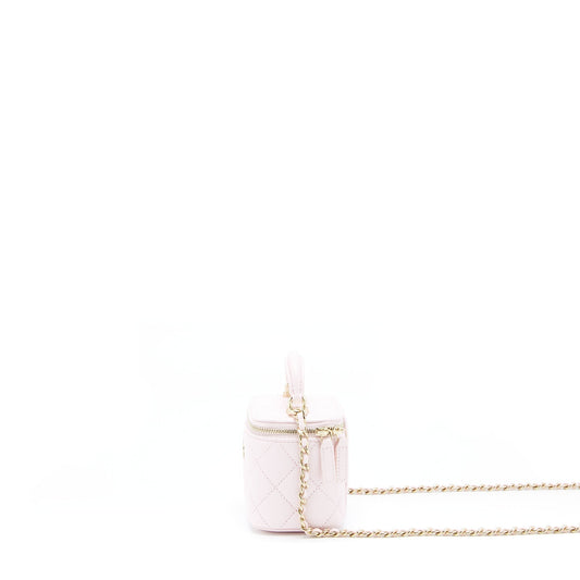 Chanel 22P Top Handle Mini Vanity With Chain Lambskin Light Pink LGHW