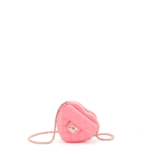 Chanel 22S Small Heart Bag Lambskin Pink LGHW