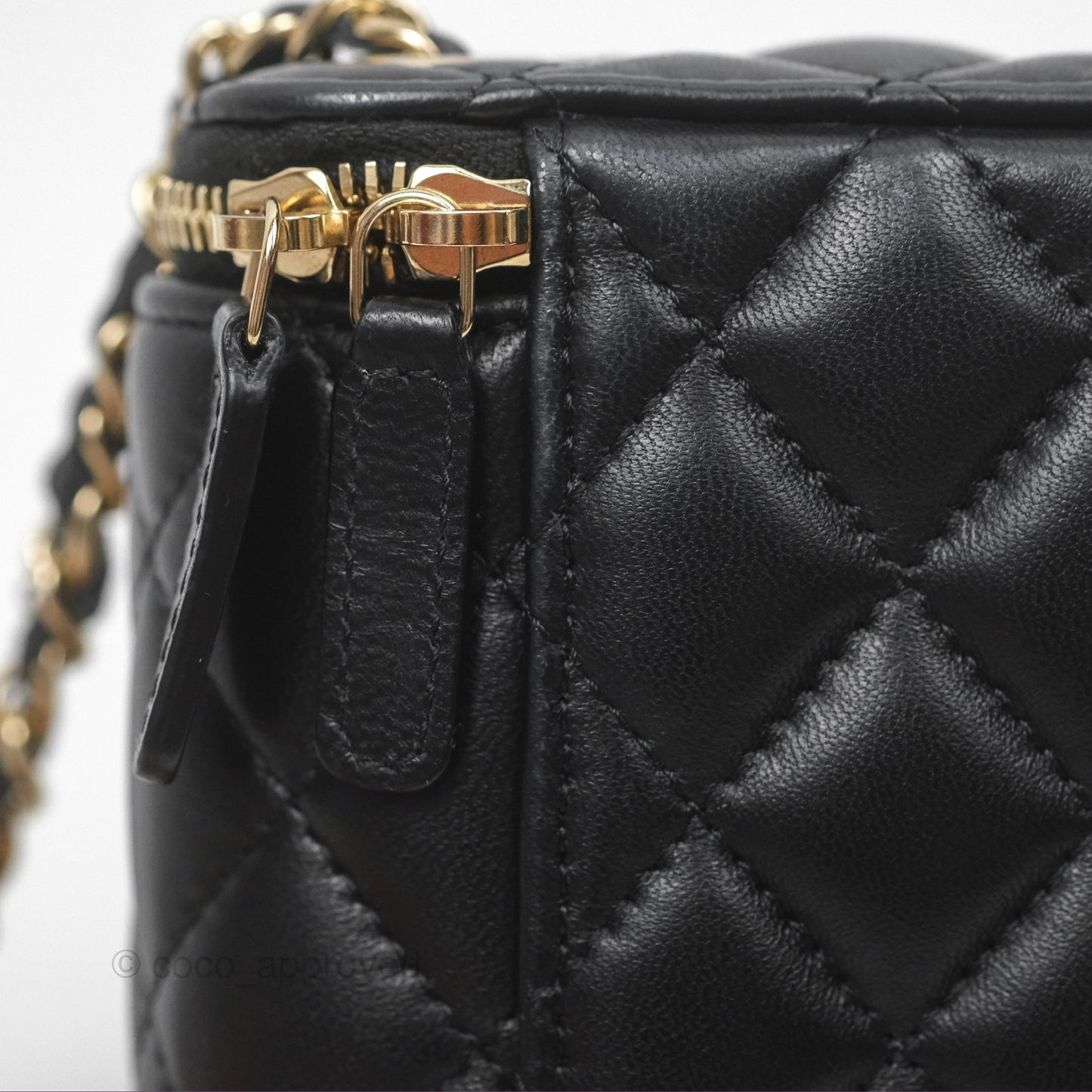 Chanel Classic Mini Vanity With Chain Black Lambskin Gold Hardware