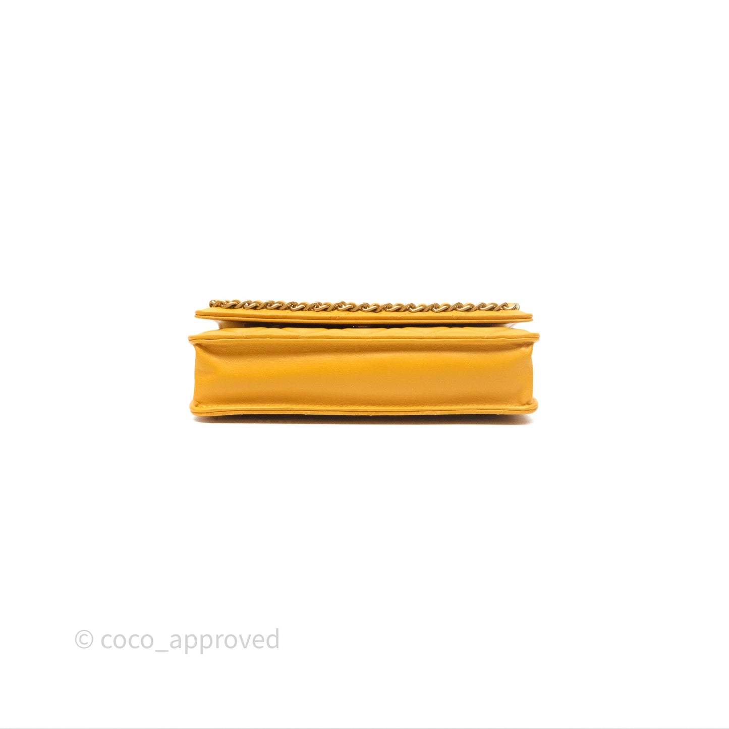 Chanel Quilted Classic Chain Around WOC Yellow Lambskin Aged Gold Hardware